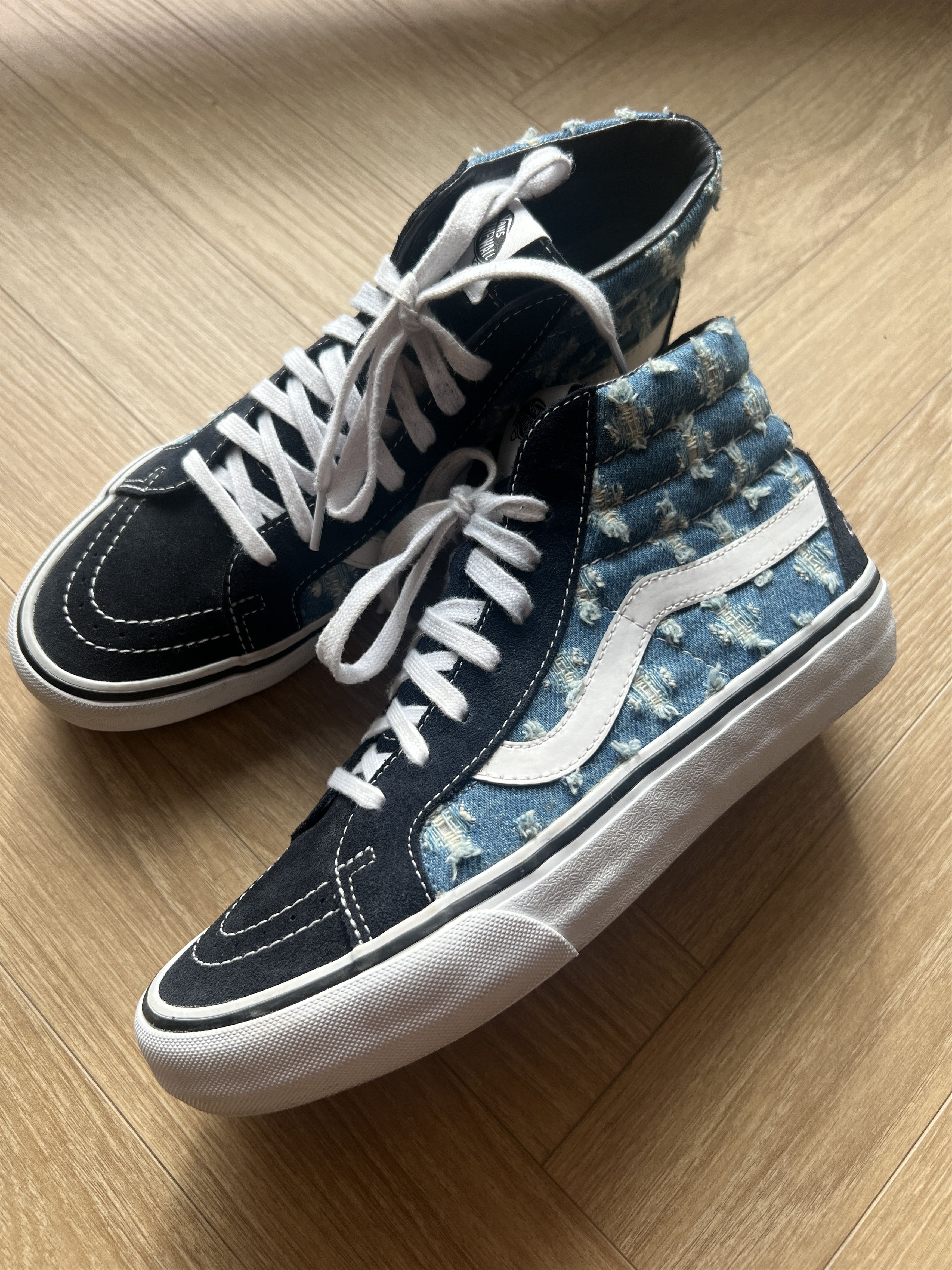 Supreme × Vans Supreme Vans Hi-Top Shoes Blue Denim Jeans SK8 Size US 8 / EU 41 - 2 Thumbnail