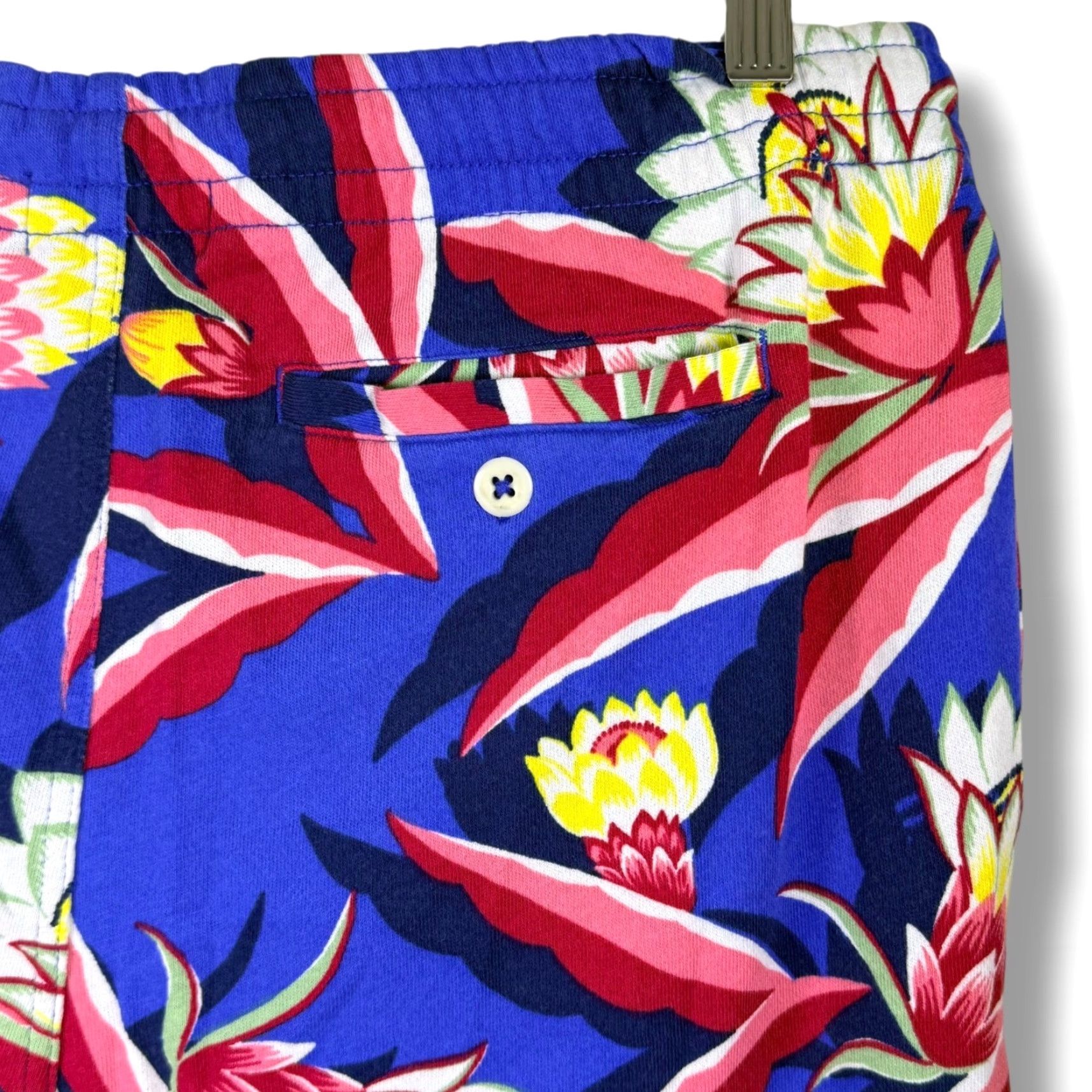 Polo Ralph Lauren Shorts Mens Medium Blue Tropical Floral Terry Cloth 9in Inseam