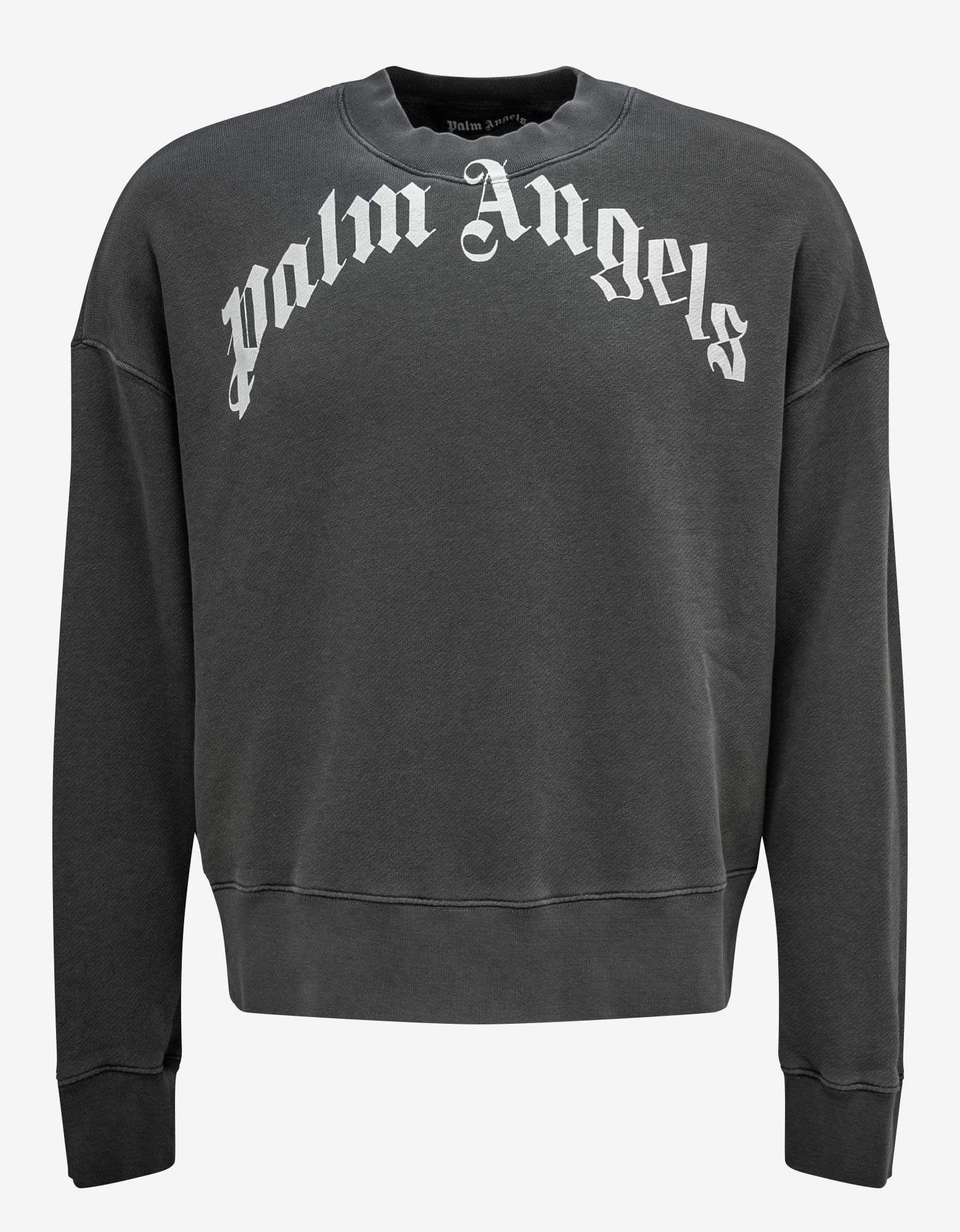 image of Palm Angels Grey Curved Logo Sweatshirt, Men's (Size XS)