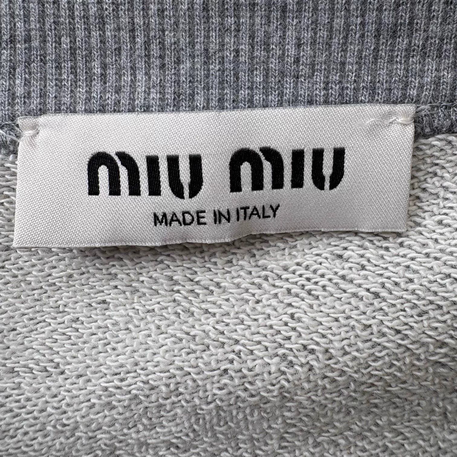 Miu Miu MIU MIU Gray Frayed Embroidered LS Sweatshirt S Size S / US 4 / IT 40 - 3 Thumbnail
