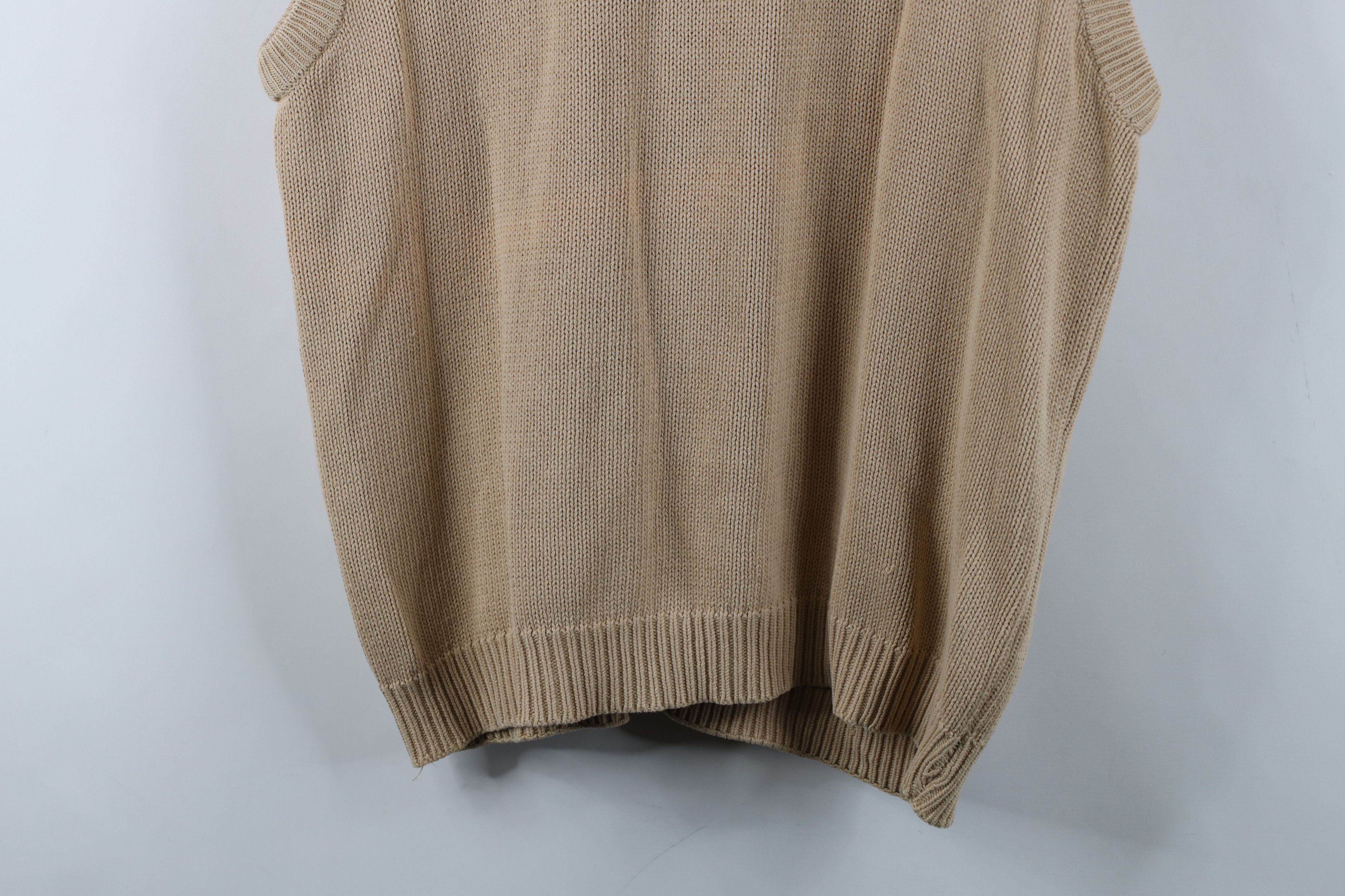 Vintage Vintage 90s Streetwear Blank Cotton Knit V-Neck Sweater Vest Size US L / EU 52-54 / 3 - 10 Thumbnail