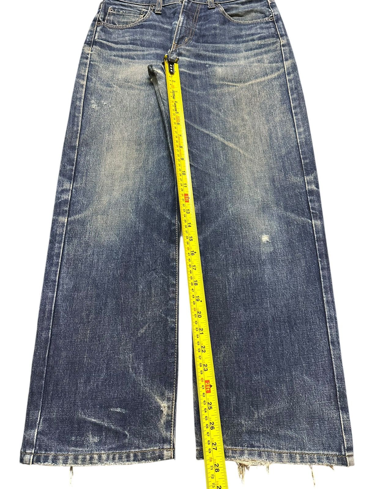 Japanese Brand Vintage Japanese Blue Faded Wash Clawmark Whisker Baggy Fit Size US 30 / EU 46 - 15 Thumbnail
