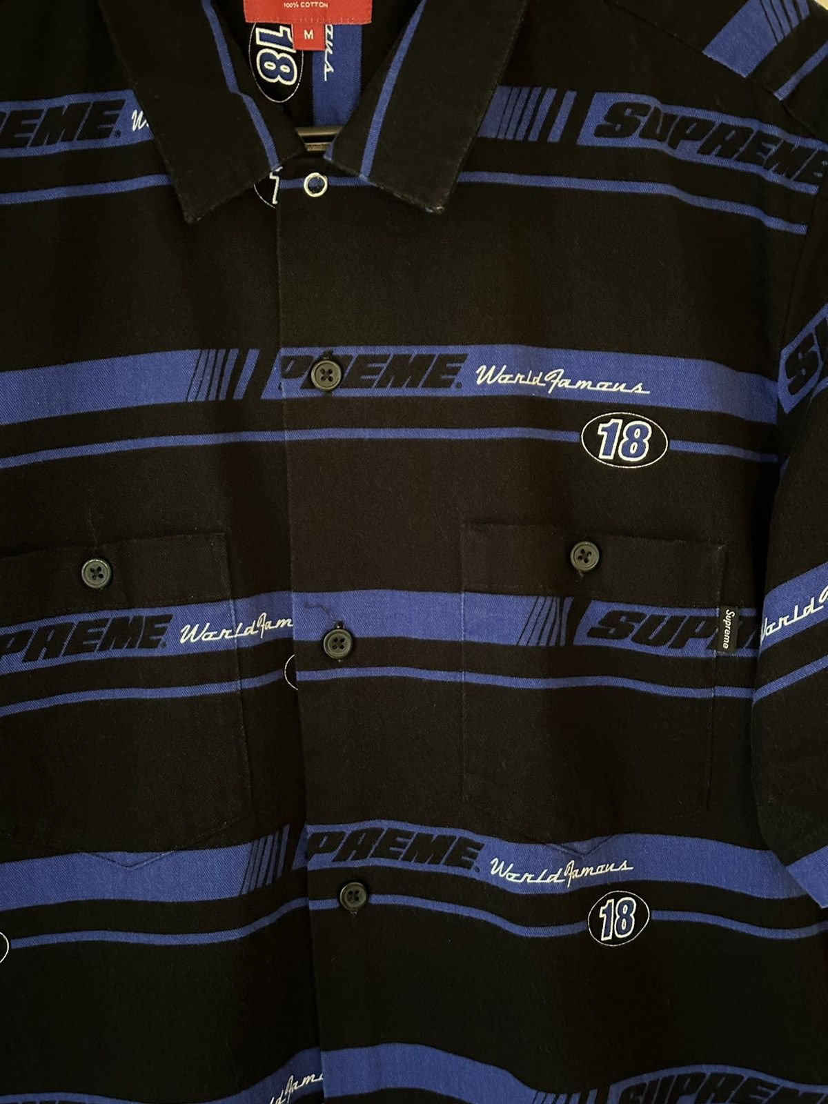 Supreme Supreme Striped Racing Work Shirt Tee Size US M / EU 48-50 / 2 - 2 Thumbnail