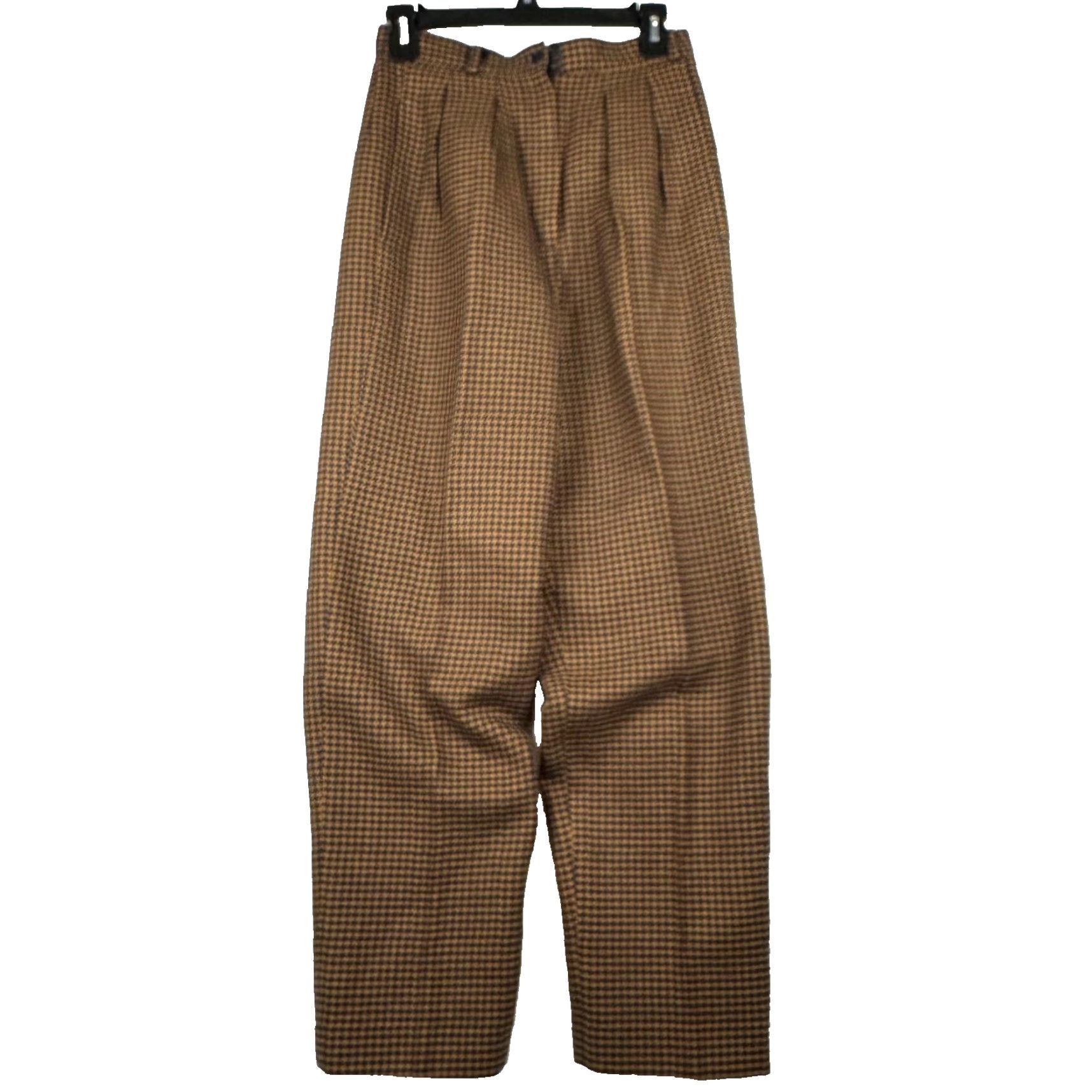 Anne Klein VINTAGE Anne Klein Women's Pants Houndstooth Pleated 26 Waist 29 Inseam 6 Regular Brown USA Made Size 28" / US 6 / IT 42 - 2 Thumbnail
