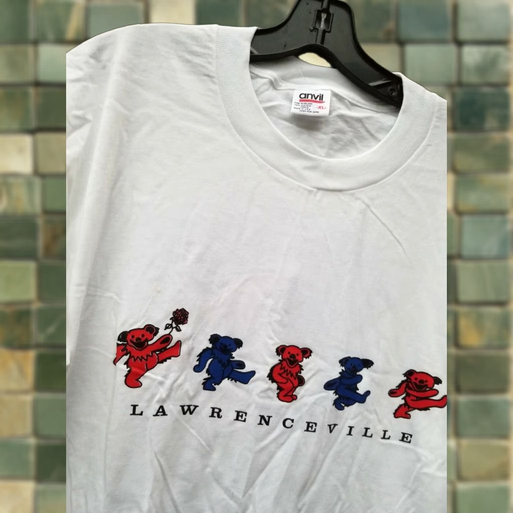 Anvil VINTAGE Grateful Dead DANCING BEARS Smile Smile Smile T Shirt Large Mens White Cotton Blend Anvil Short Sleeve Crew Neck Regular Fit Deadstock 1990s Size US L / EU 52-54 / 3 - 1 Thumbnail