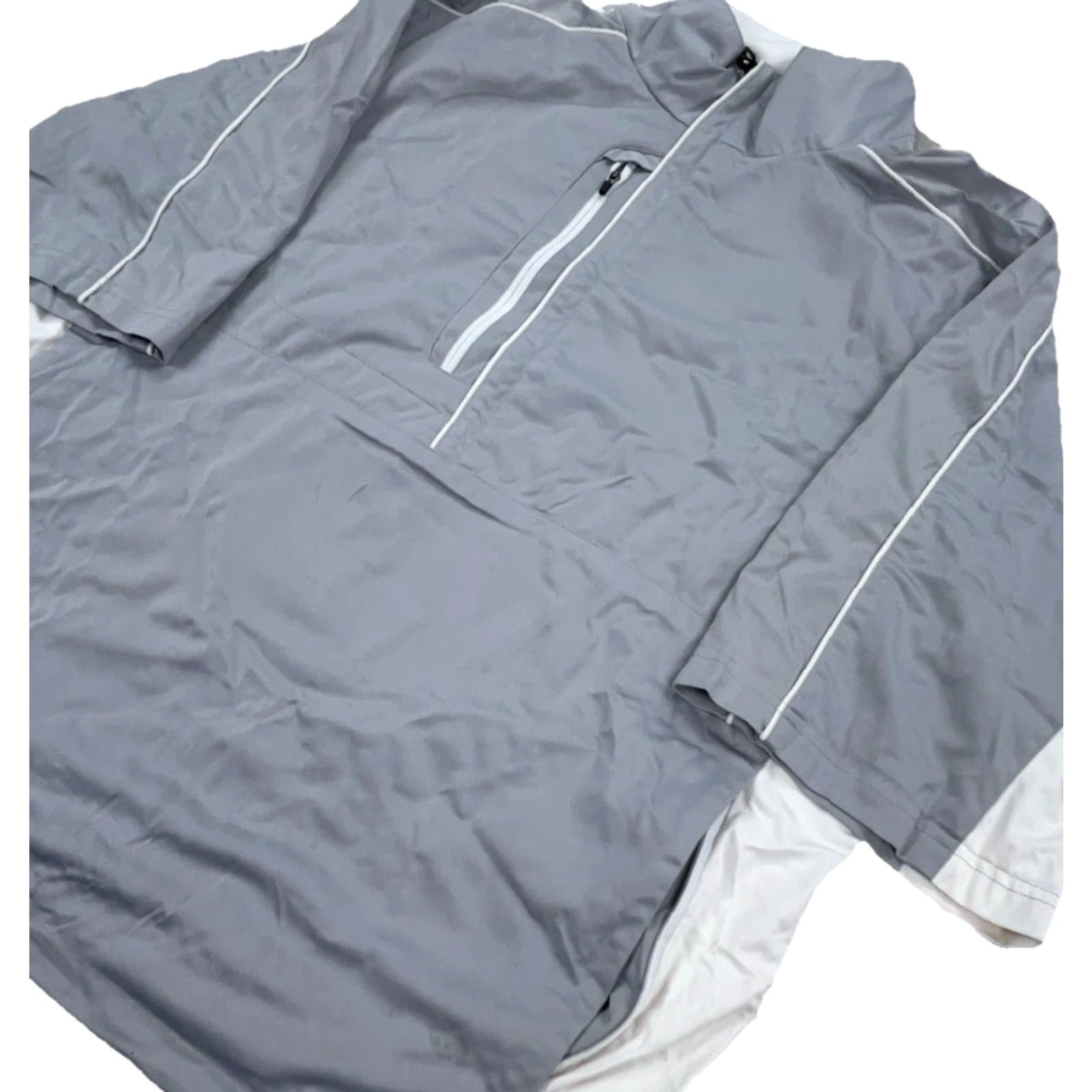 Vintage Antigua Windbreaker Jacket Men L Gray White 1/2 Zip Easy Care Lightweight Moisture Wicking Pockets Sports Golf Hiking Running & Jogging Tennis Walking Size US L / EU 52-54 / 3 - 2 Thumbnail