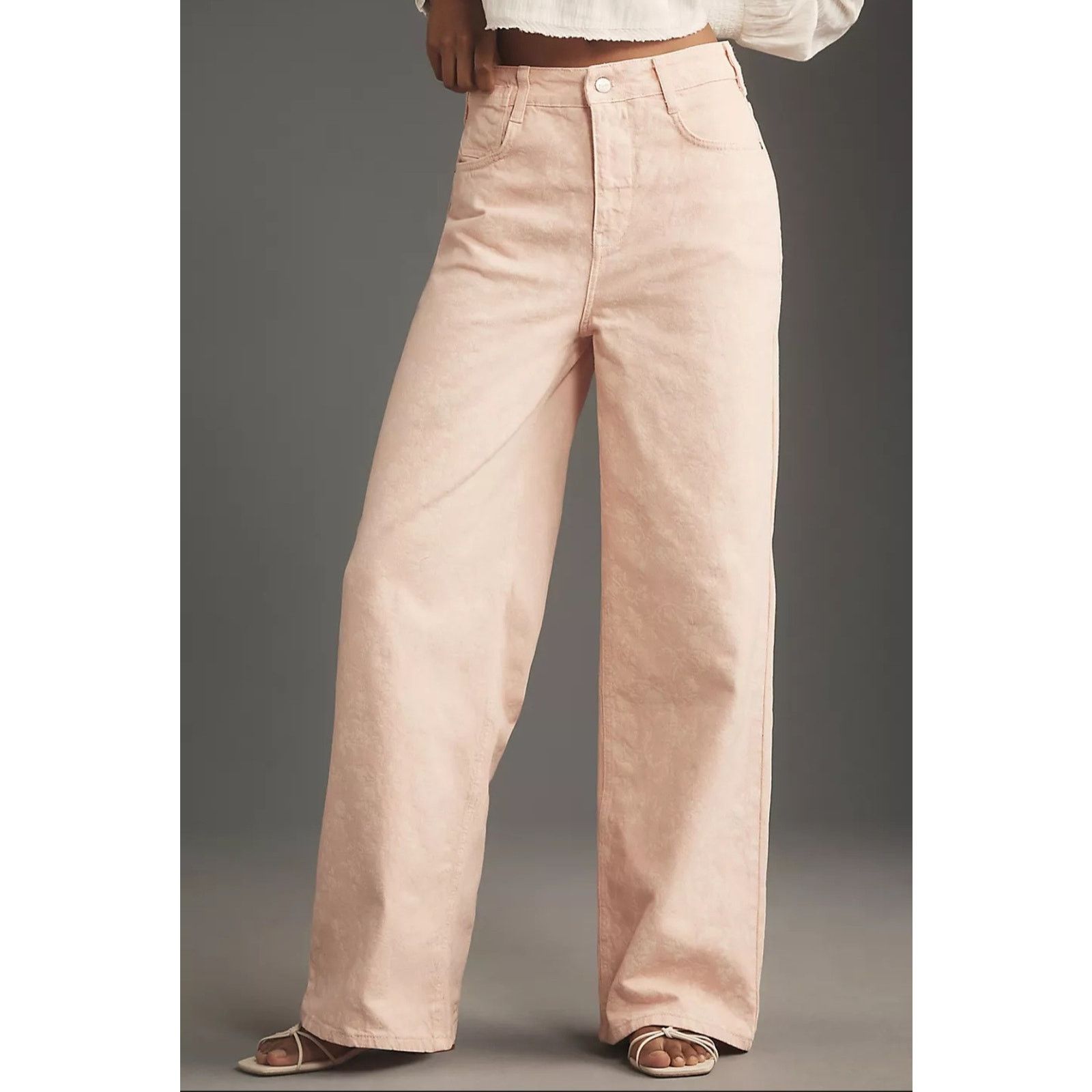 Anthropologie NWT Pilcro Flocked A-Line High-Rise Wide-Leg Jeans $148 23T Size 23" - 3 Thumbnail