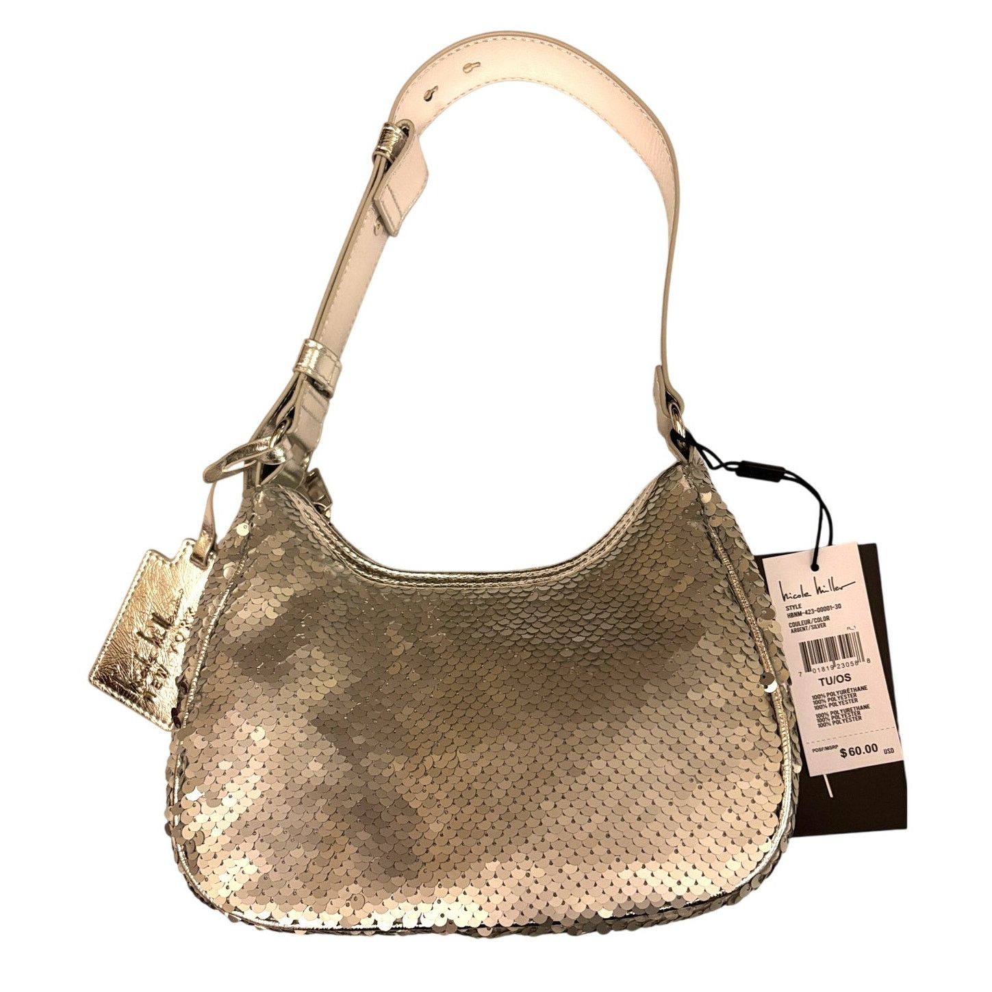 Nicole Miller NICOLE MILLER Bag Rows of Matte Silver Sequins | Purse | NWT Size ONE SIZE - 9 Thumbnail