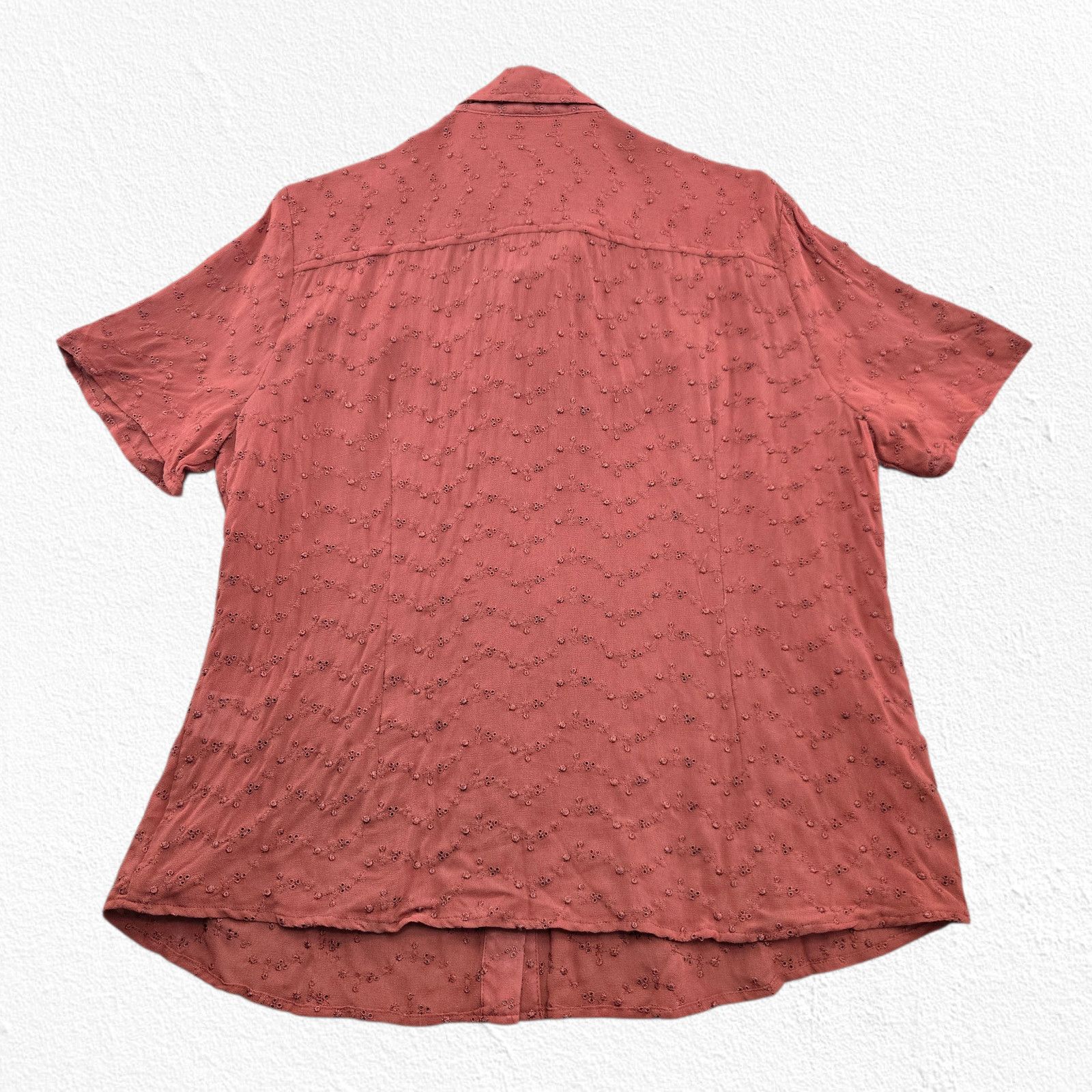 Other Y2K Paprika Textured Button Up Blouse Short Sleeve Size 16 Size XL / US 12-14 / IT 48-50 - 9 Thumbnail