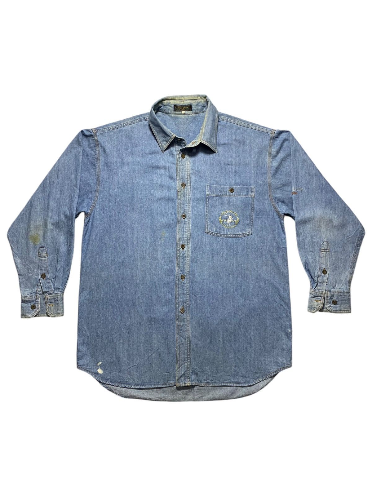 Polo Ralph Lauren Vintage Polo Major Champion Western Denim Light Blue Flannel Size US L / EU 52-54 / 3 - 1 Thumbnail