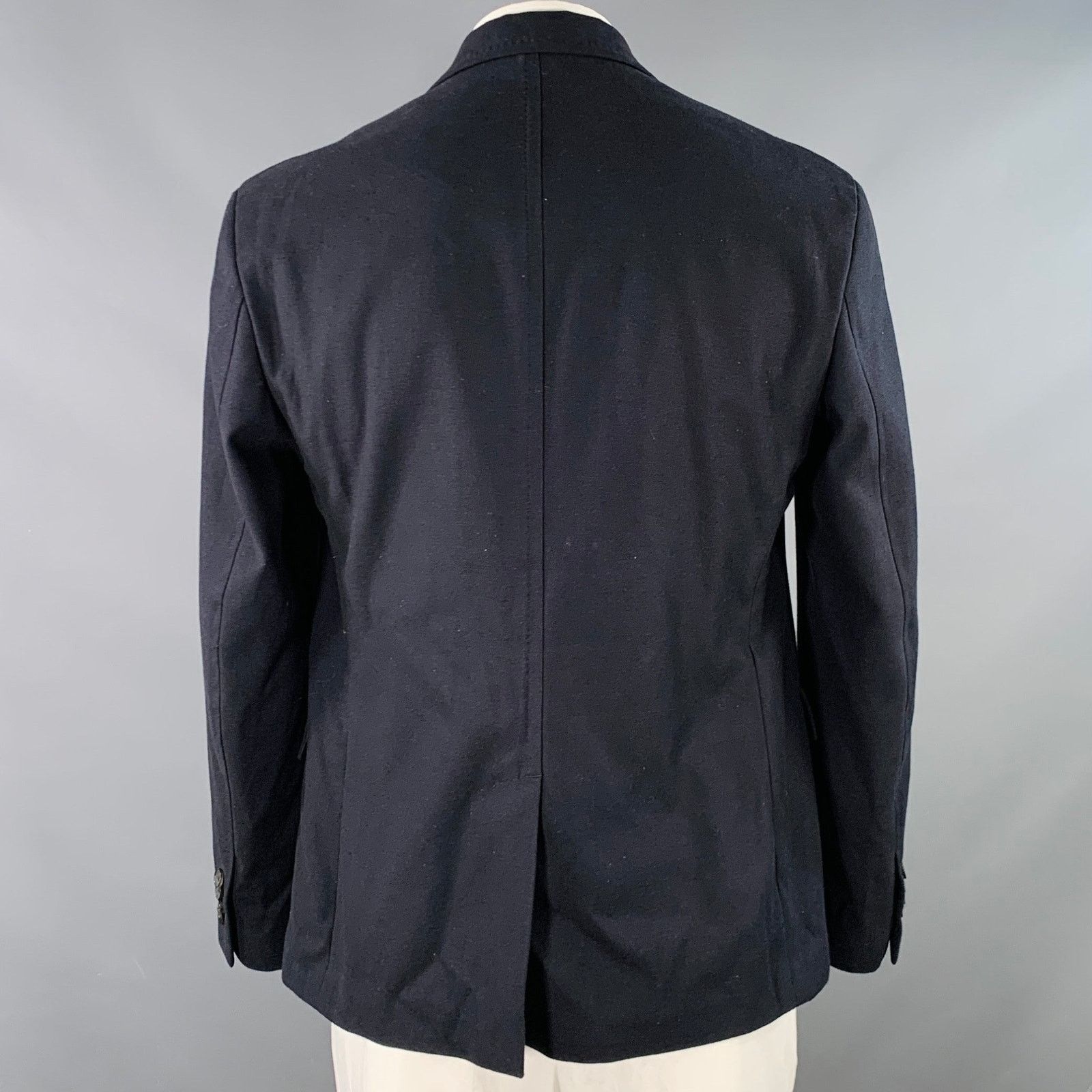 Salvatore Ferragamo Size 42 Navy Twill Virgin Wool Cotton Sport Coat Size 42R - 3 Thumbnail