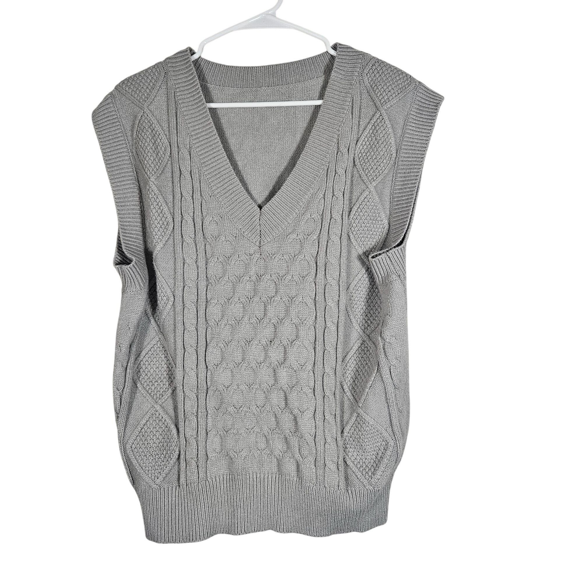 Other Gray Cable Knit Vest Women M Y2K Light Academia Preppy Layer Size L / US 10 / IT 46 - 2 Thumbnail
