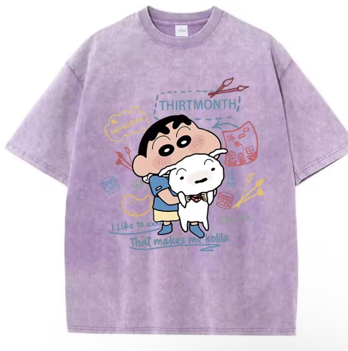 Japanese Brand Vintage Crayon Shin-Chan Anime Washed T-Shirt Men Women Tee Size US L / EU 52-54 / 3 - 1 Thumbnail