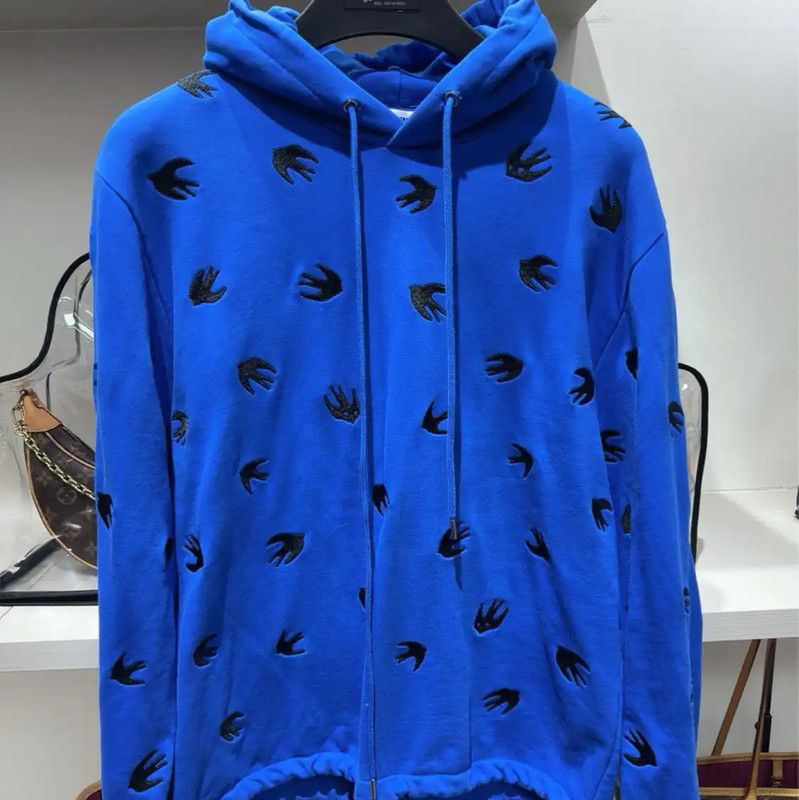 Alexander McQueen Alexander McQueen Women's Blue Printed Hoodie 0089 Size M / US 6-8 / IT 42-44 - 1 Thumbnail