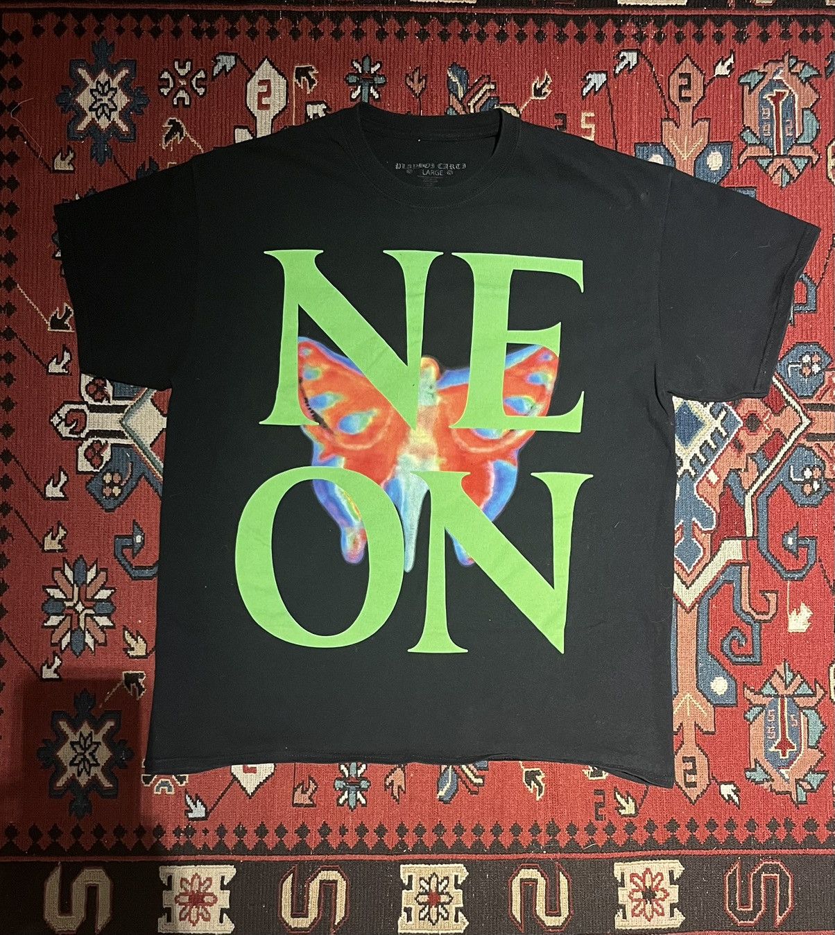 image of Playboi Carti Neon Tour Butterfly Tee (2018) in Black, Men's (Size Large)