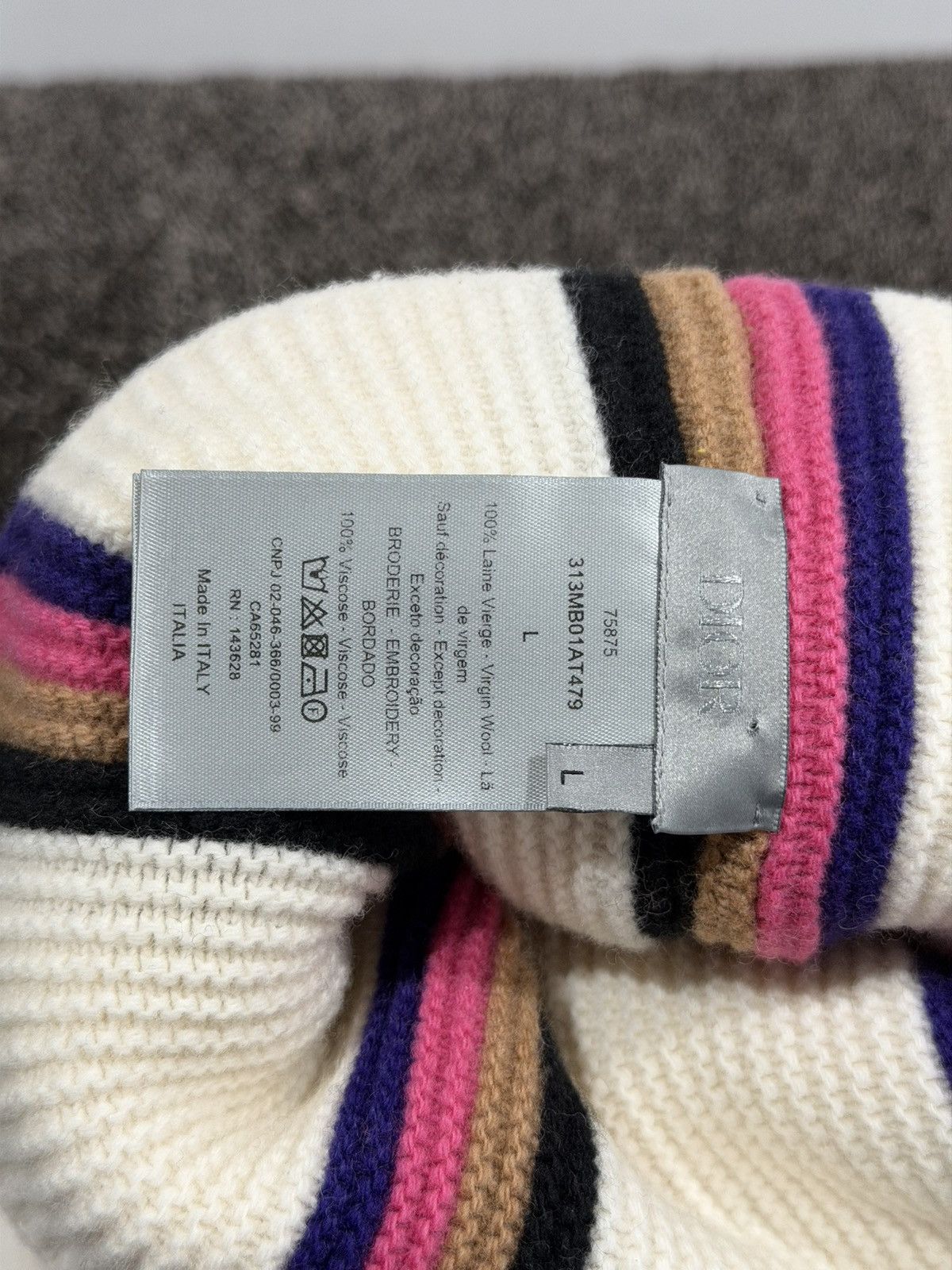 Dior Dior Striped Wool Knitted Beanie PomPom Hat Size ONE SIZE - 7 Thumbnail