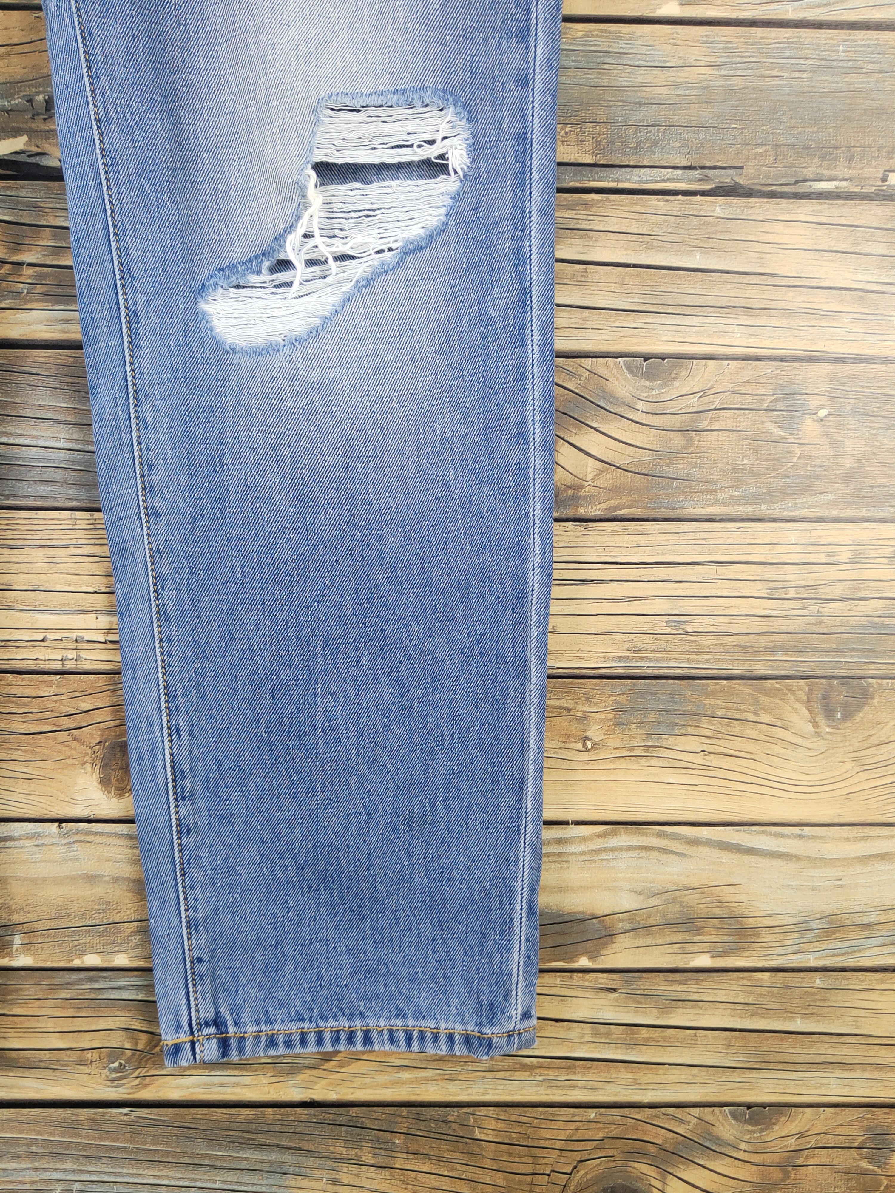 GU GU Blue Distressed Ripped denim Jeans #W1562 Size US 34 / EU 50 - 6 Thumbnail