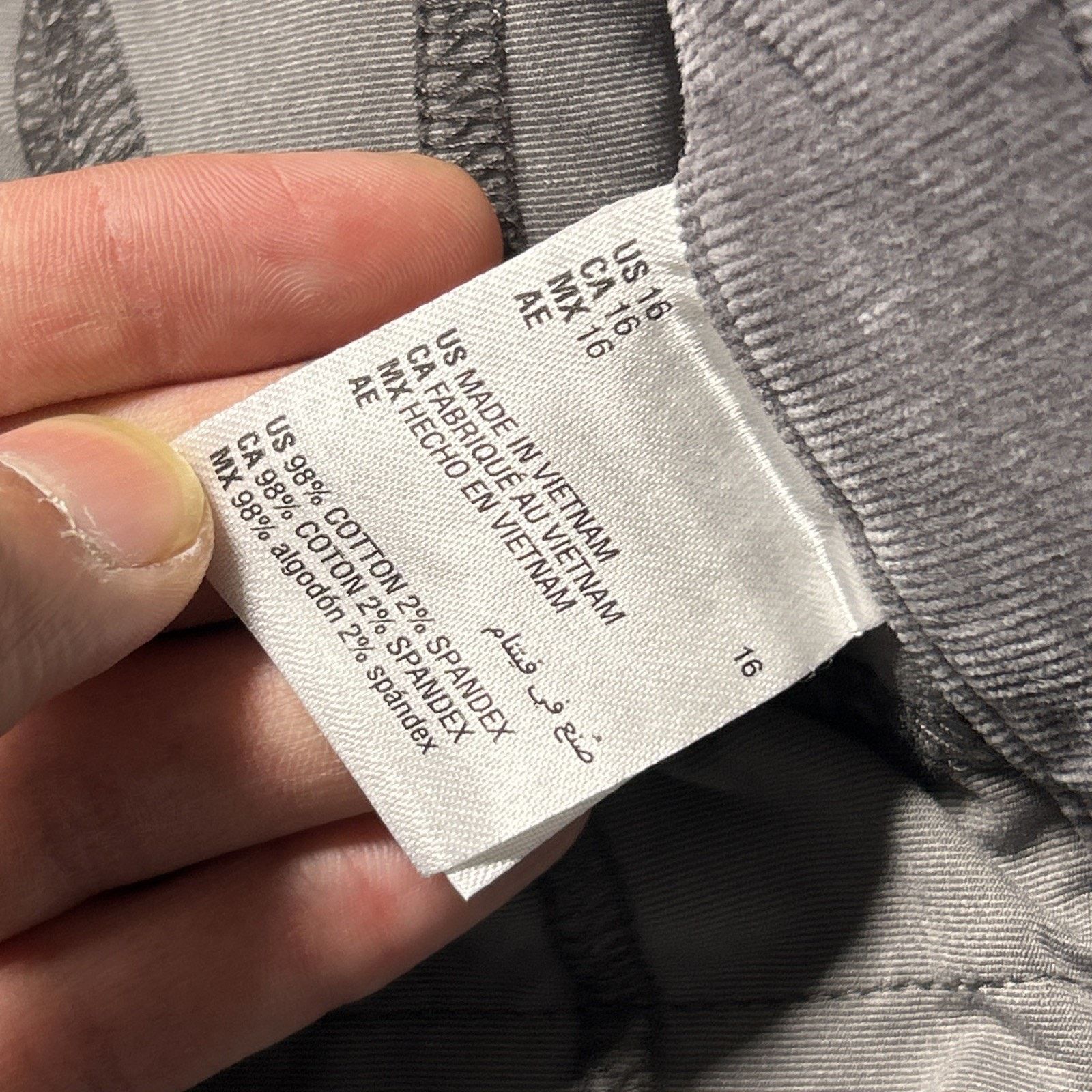 Charter Club Corduroy Loose Straight Pants Women Sz 16 36x30 Wide Gray Size 38" / US 16 / IT 52 - 9 Thumbnail