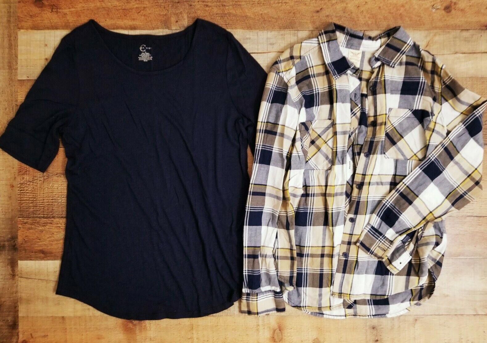 Cartoon Network Womens tops lot medium Cato Navy Blue Button Down Plaid Size M / US 6-8 / IT 42-44 - 1 Thumbnail