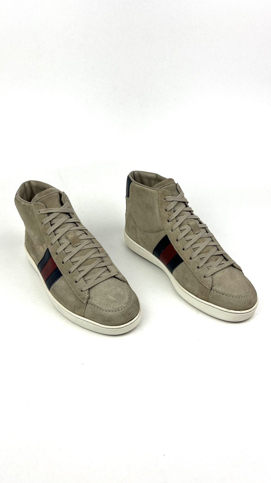 Gucci GUCCI Sneakers Suede Hi Top Shoes Web Stripe Logo Baige Mens Size US 7.5 / EU 40-41 - 3 Thumbnail