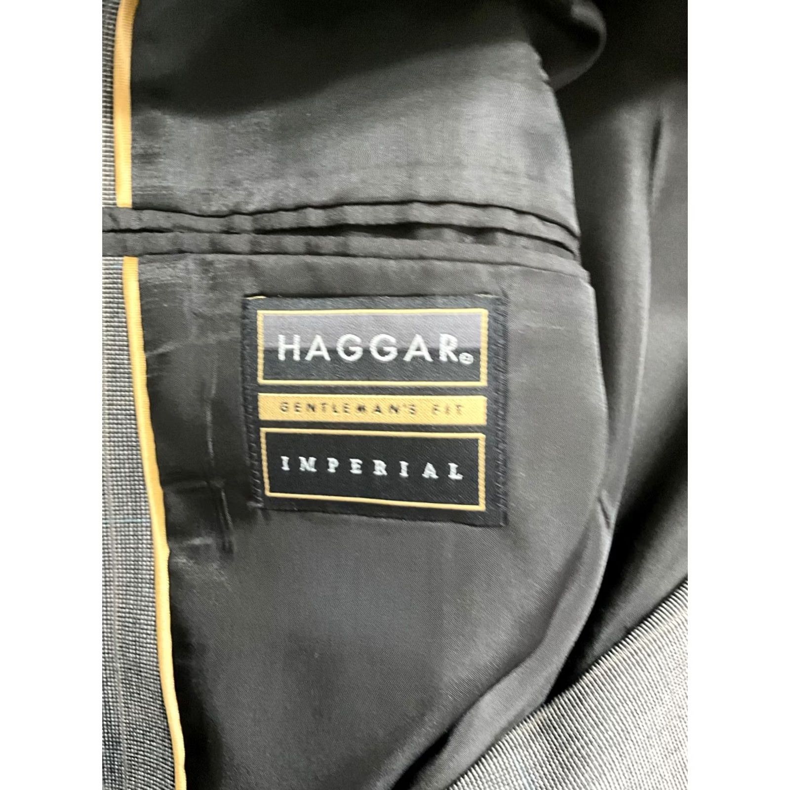 Haggar Haggar Jacket Blazer Mens 40 R Gray Striped Notch Lapel Two-Button Single-Breasted Three-Button Sleeve Regular Back Vent Size 40R - 5 Thumbnail