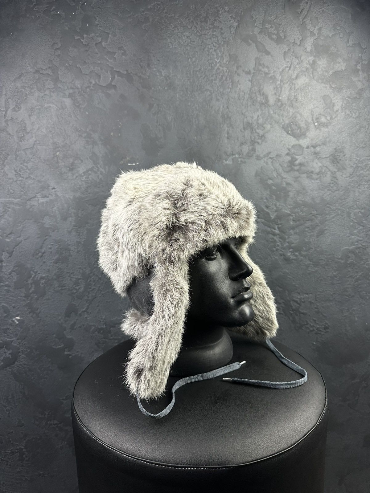 Y2K Style Mohair Fuzzy Ushanka Hat Faux Fur Distressed 90s