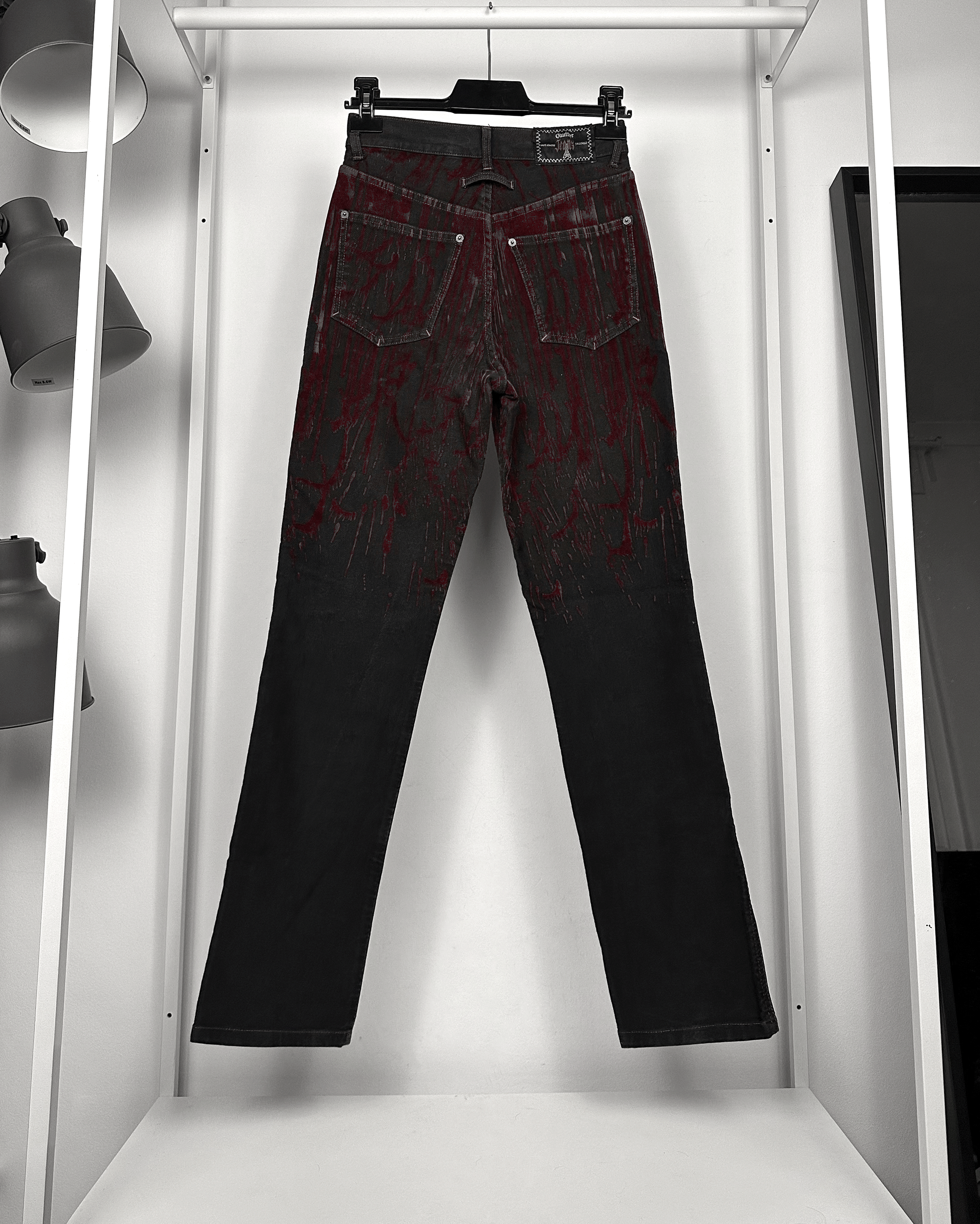 Jean Paul Gaultier Jean Paul Gaultier Velour Blood Drip Jeans Size US 27 - 2 Thumbnail