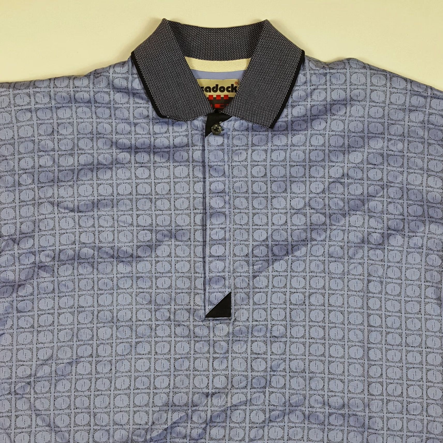 Vintage VINTAGE Sadock Men Polo Shirt Purple Short Sleeve Collared Button Golf Tennis 90s Casual Sports Geometric Knit Cotton All Seasons M Size US M / EU 48-50 / 2 - 2 Thumbnail