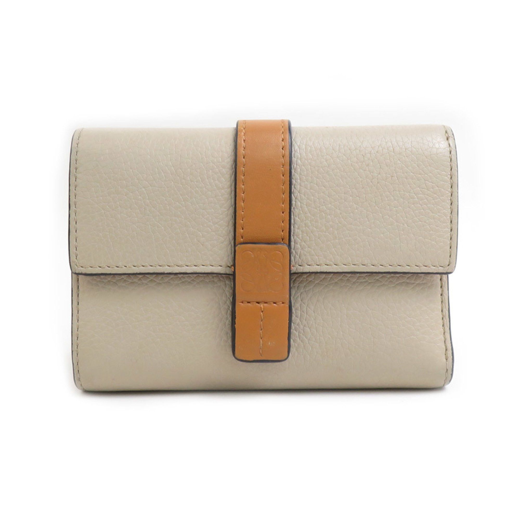 Loewe LOEWE Tri-fold Wallet Vertical Leather Greige Brown Pink Women's e60019j Size ONE SIZE - 1 Thumbnail