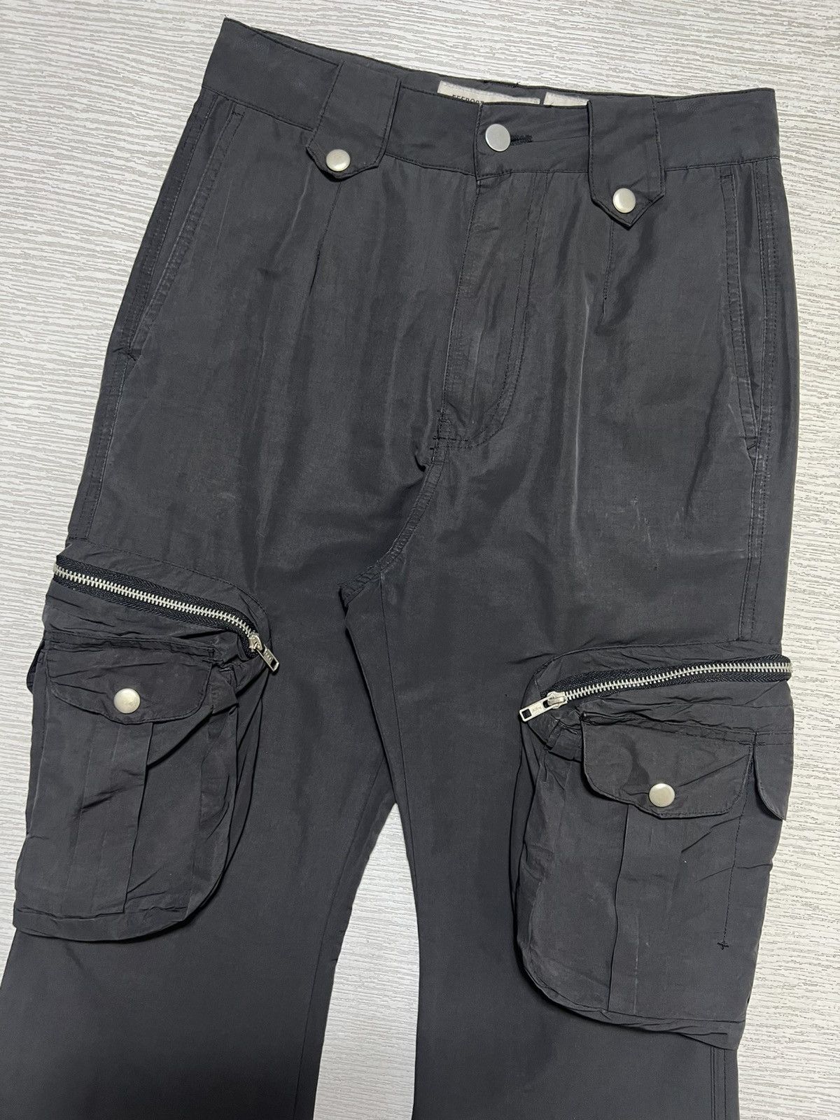 FFFPOSTALSERVICE FFFPostalService - Charcoal Flared Cargo Pants V.1 Size US 27 - 3 Thumbnail