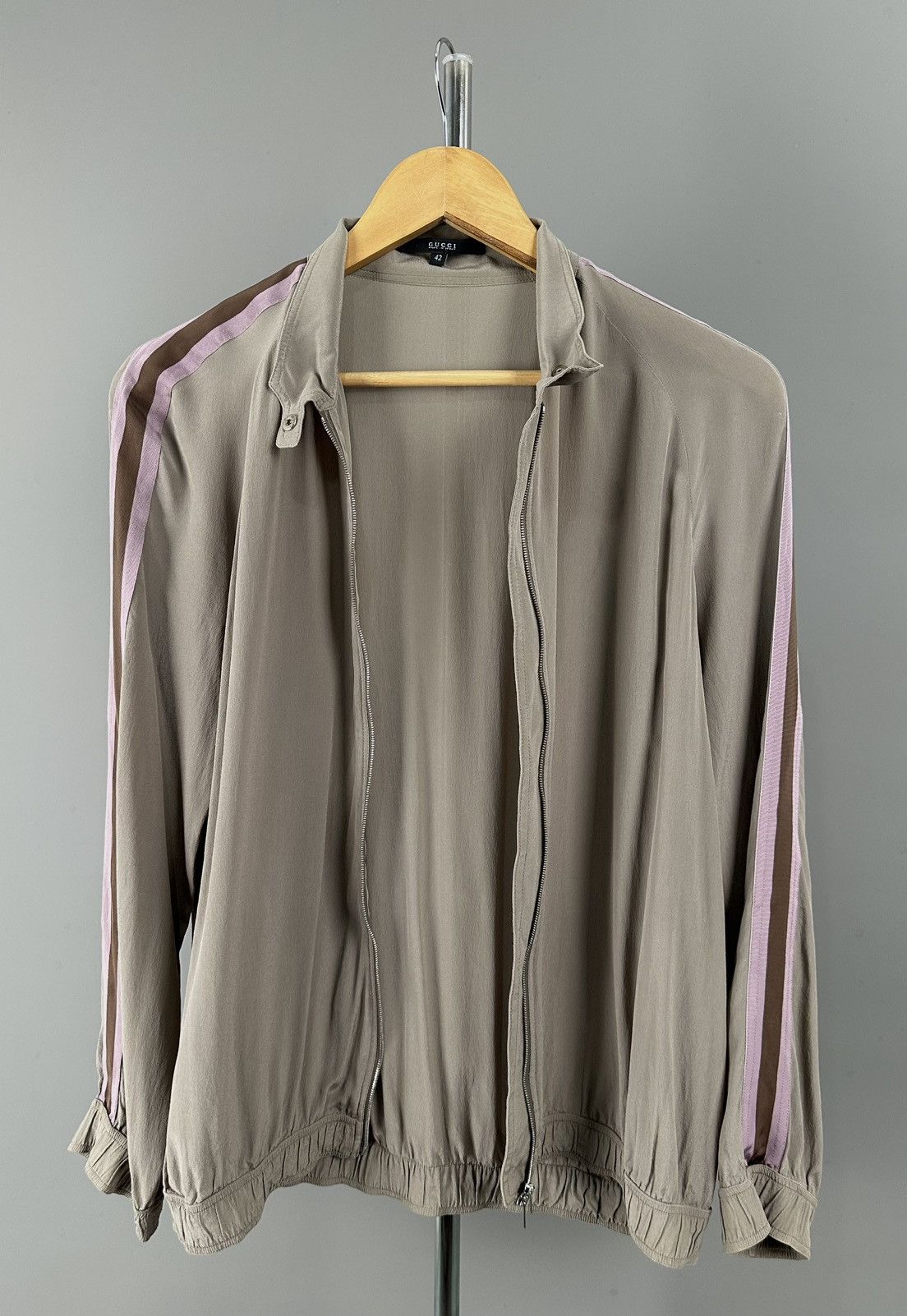 Gucci Gucci - Ready to Wear 2010 - Silk Zip Jacket Sleeve Stripes Size M / US 6-8 / IT 42-44 - 9 Thumbnail