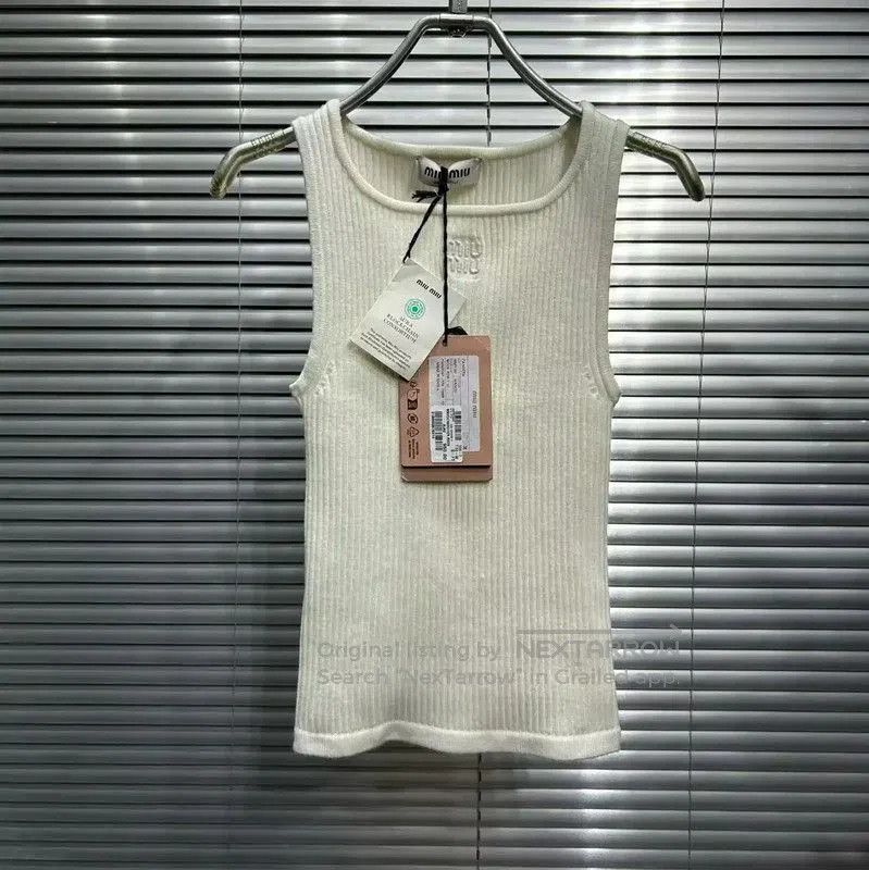 Miu Miu Miu Miu Summer Cream Wool Embroidered Tank Top . Size M / US 6-8 / IT 42-44 - 1 Thumbnail