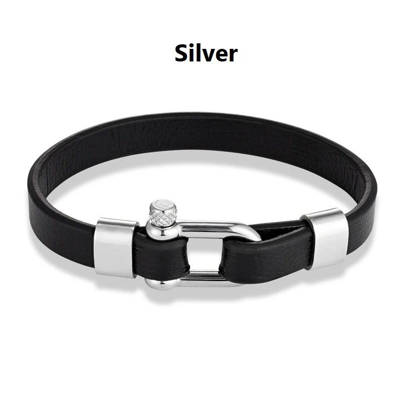 Other U shape Leather Bracelet Screw Shackle Cuff Gift For Him Size ONE SIZE - 8 Thumbnail