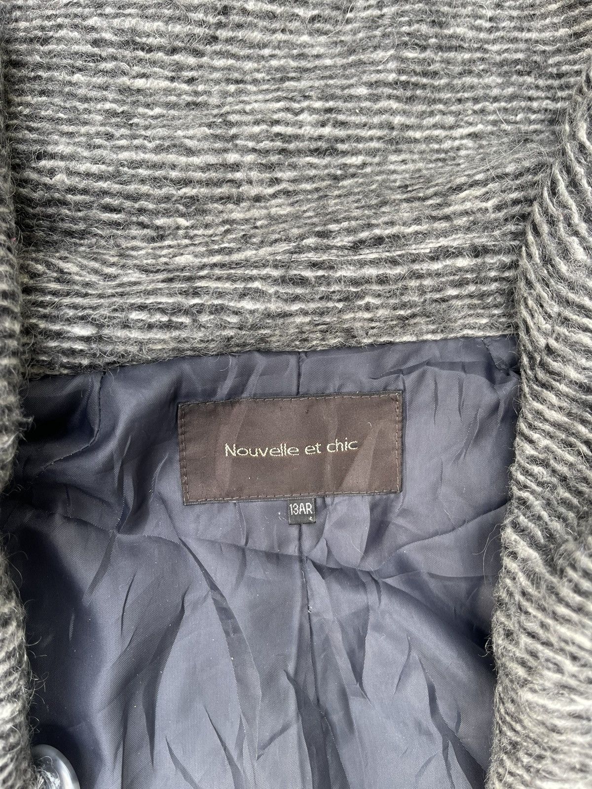 Japanese Brand Nouvelle et Chic Hooded Wool Blend Coat 38 Gray Size XS / US 0-2 / IT 36-38 - 16 Thumbnail