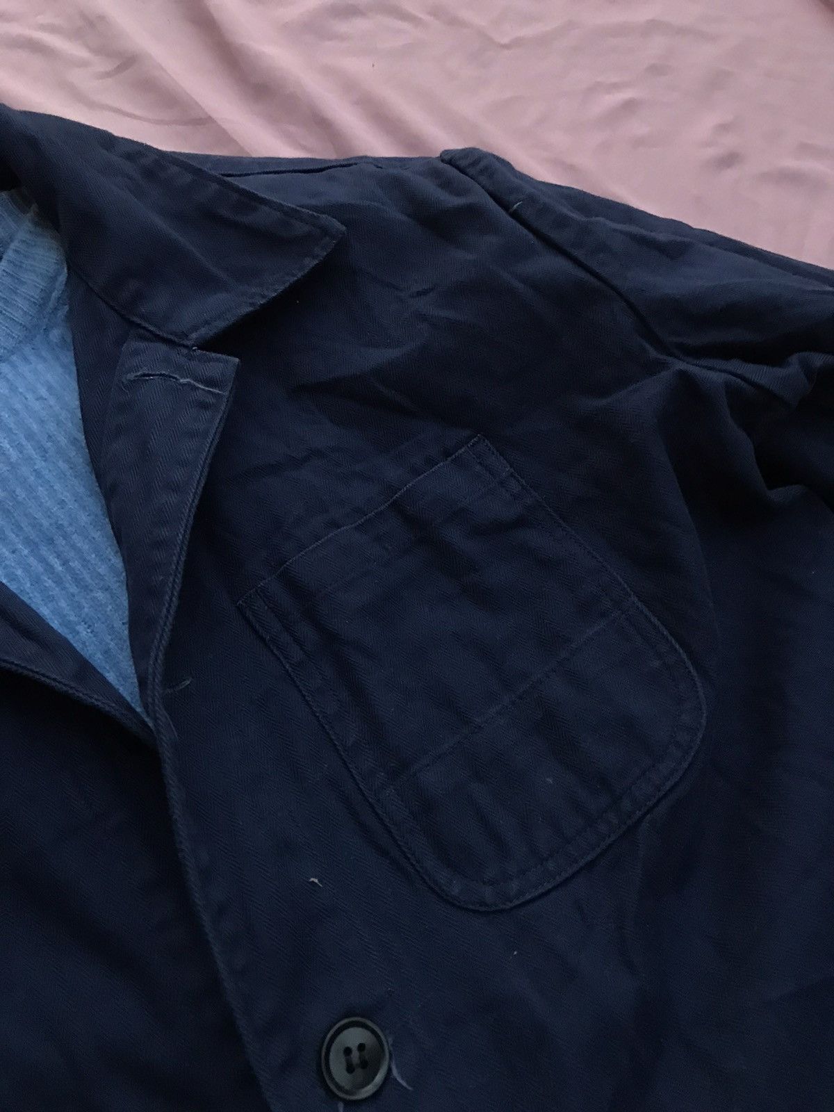 Other NAVY HERRINGBONE HBT HIGH QUALITY COTTON CHORE JACKET Size US M / EU 48-50 / 2 - 6 Thumbnail
