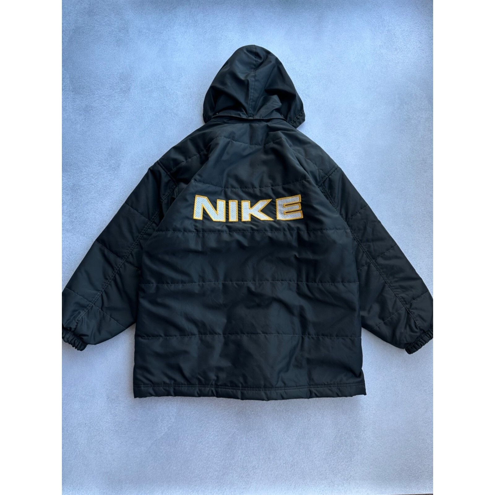 Nike VTG Nike Big Logo Hooded Puffer Jacket Size US XL / EU 56 / 4 - 1 Thumbnail
