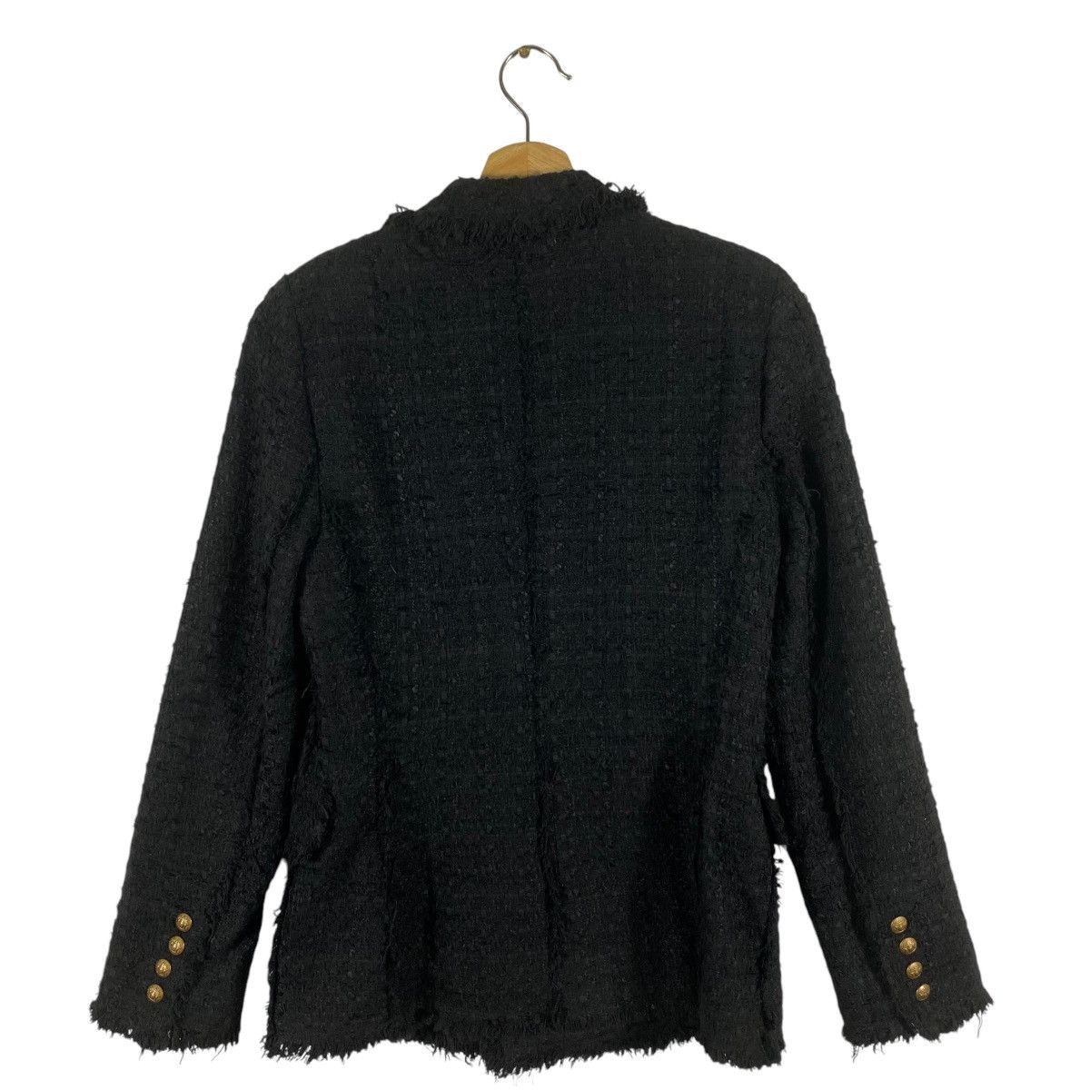 Other × Zara Zara Black Blazer Tweed Whit Gold Button Coat Jacket Size S / US 4 / IT 40 - 11 Thumbnail