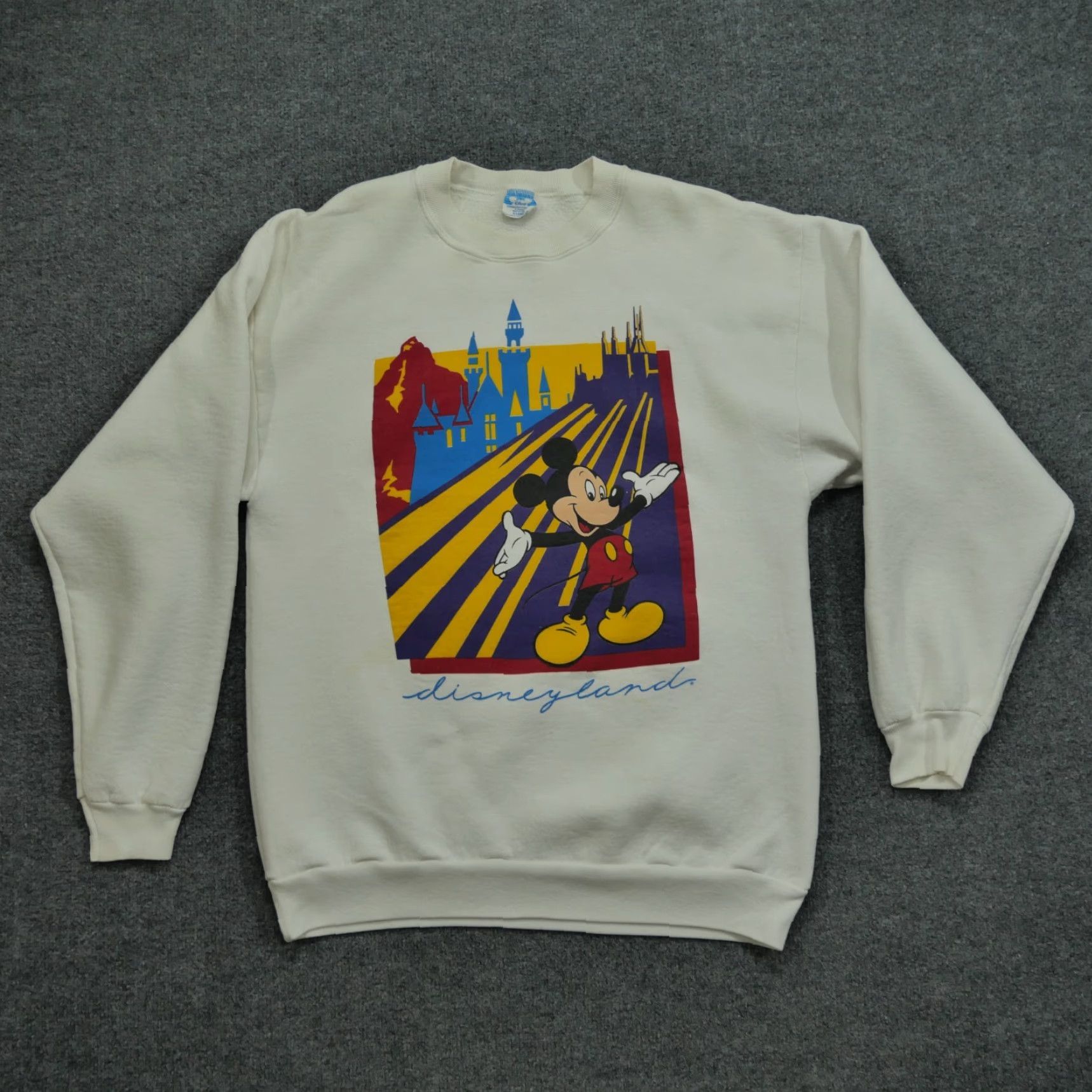 Disney VINTAGE Disney Sweatshirt Mens XL White 80s Mickey Mouse Pullover Crew Neck Graphic Print Logo Winter Holiday Sweatshirt Size US XL / EU 56 / 4 - 2 Thumbnail
