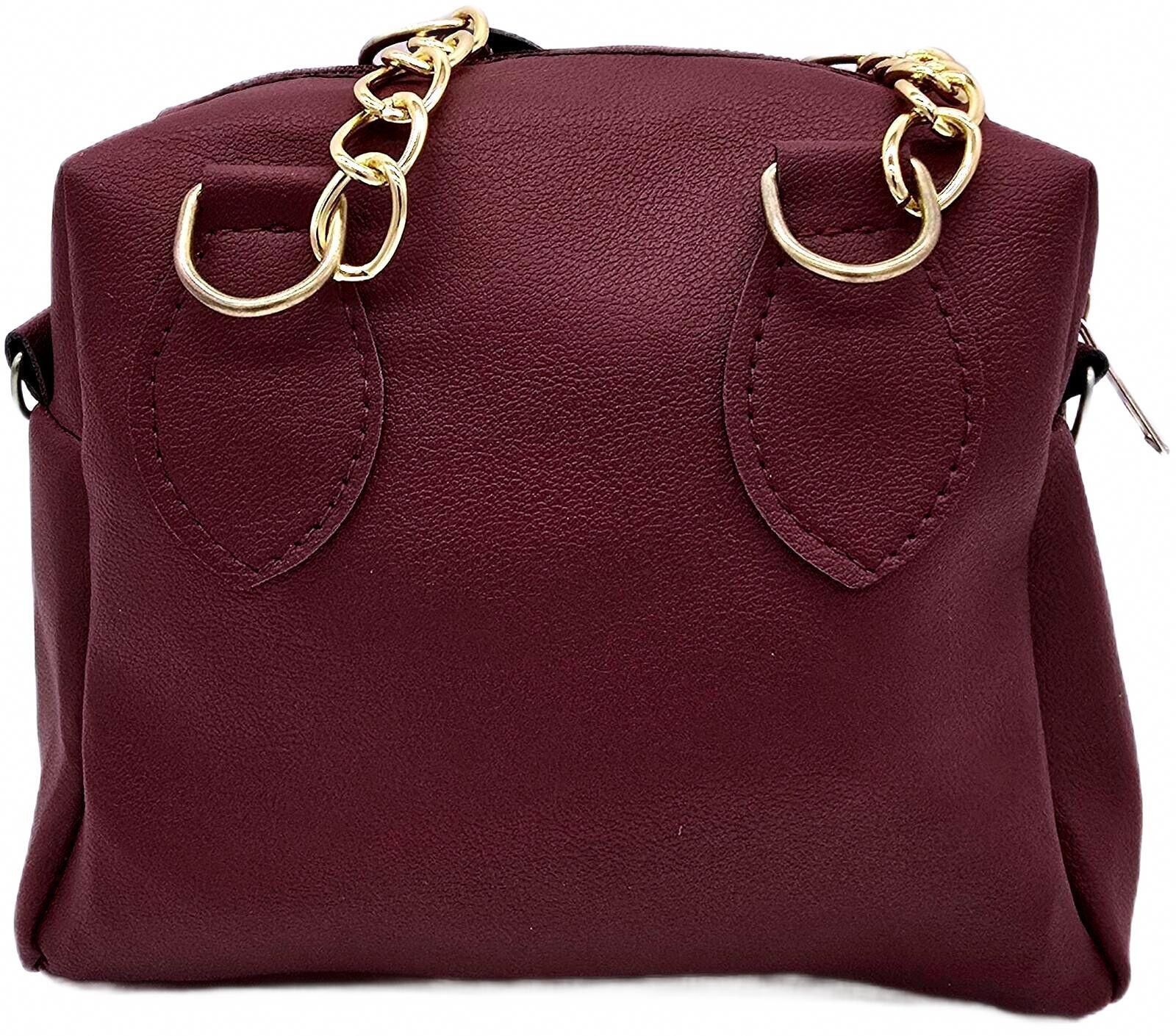 Other Mini Burgundy Faux Leather Crossbody Bag with Fur Charm Size ONE SIZE - 10 Thumbnail