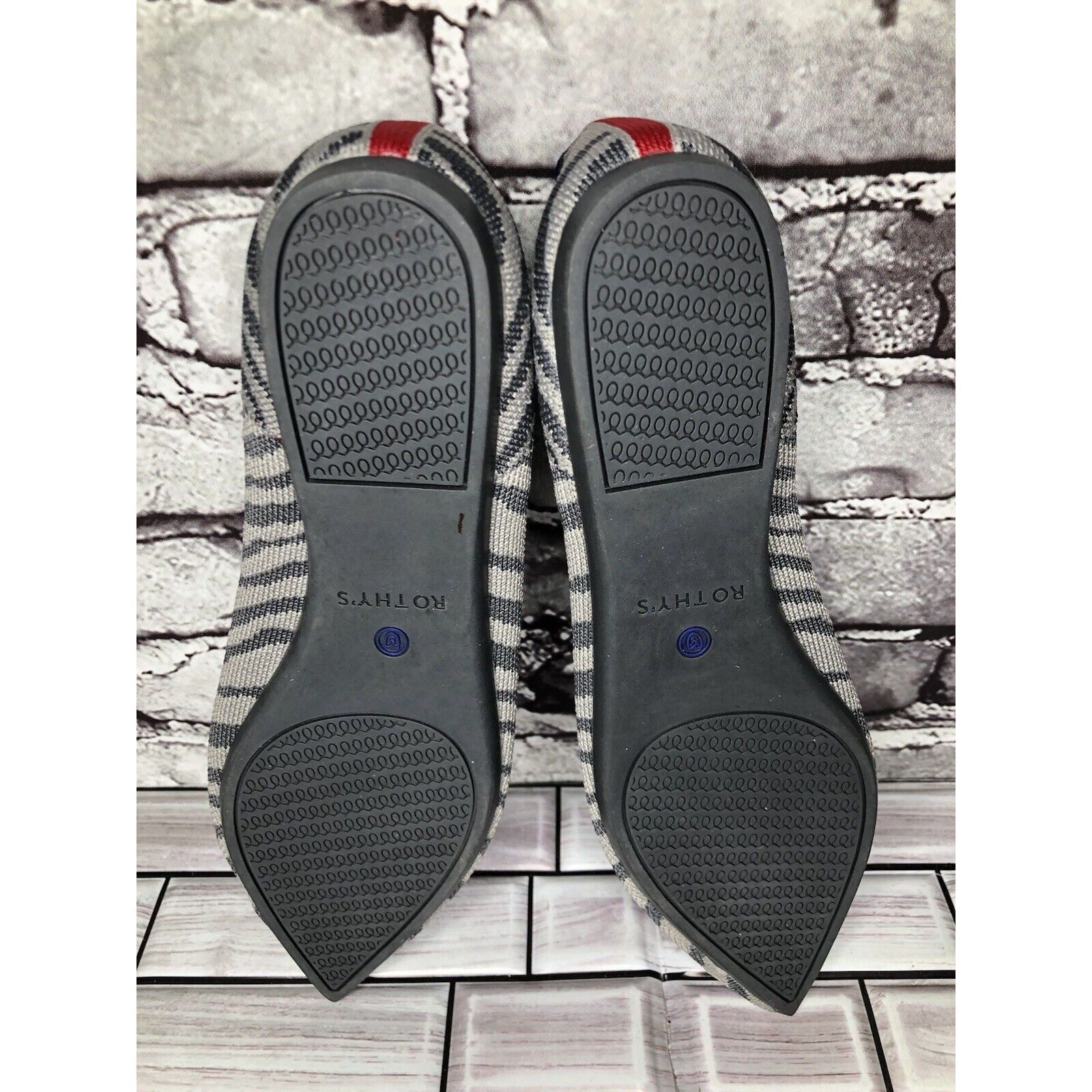 Other Rothy’s The Point Retired Grey Zebra Fabric Stripe Flats Wom Size US 9.5 / IT 39.5 - 13 Thumbnail