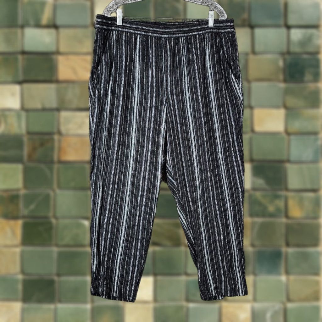 Jessica Simpson VINTAGE Jessica Simpson Women's Lounge Pants 2XL Black White Striped Casual Lounge Wear Size 40" / US 18 - 1 Thumbnail