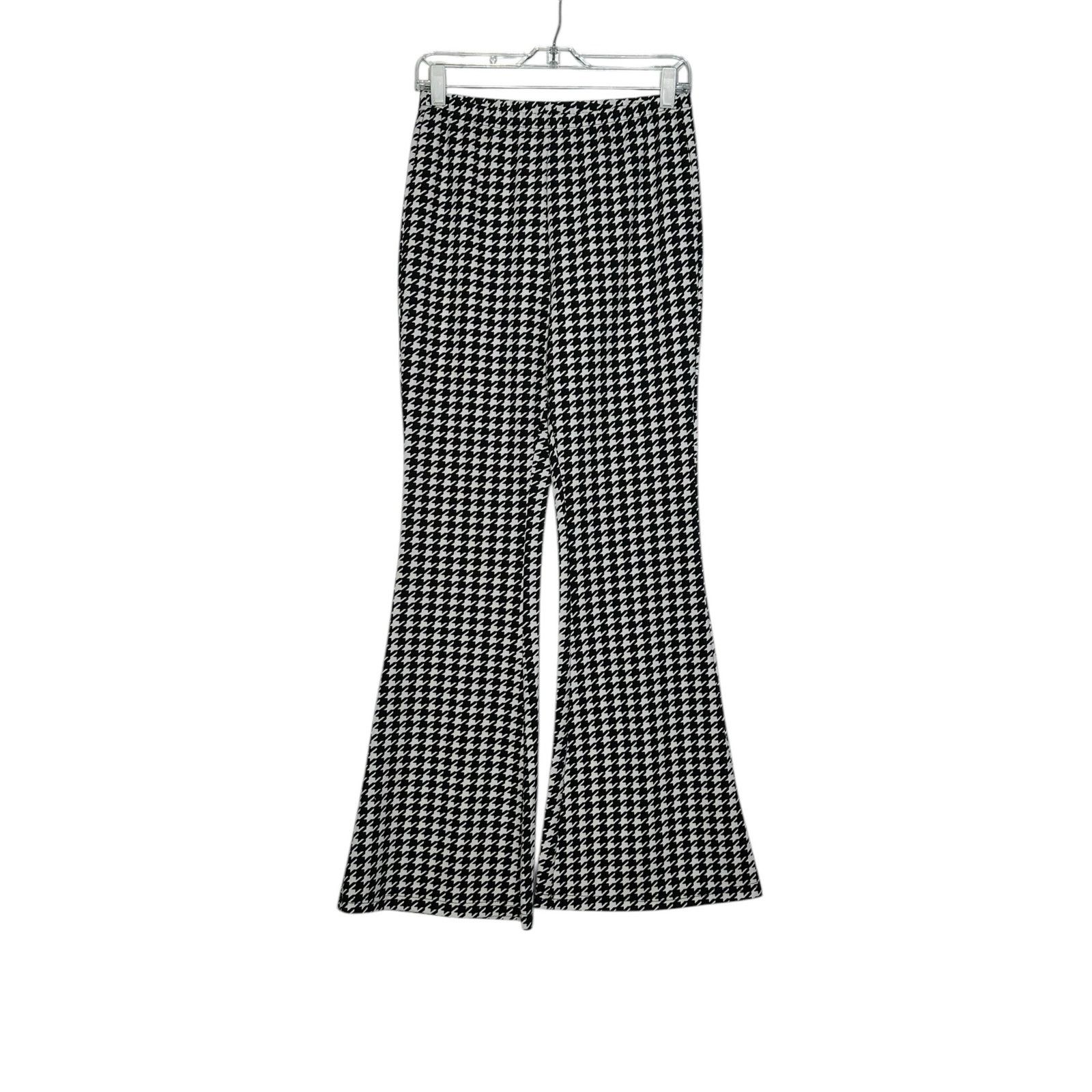 Shein SHEIN black white houndstooth flare pull on pants size M Size 28" / US 6 / IT 42 - 9 Thumbnail