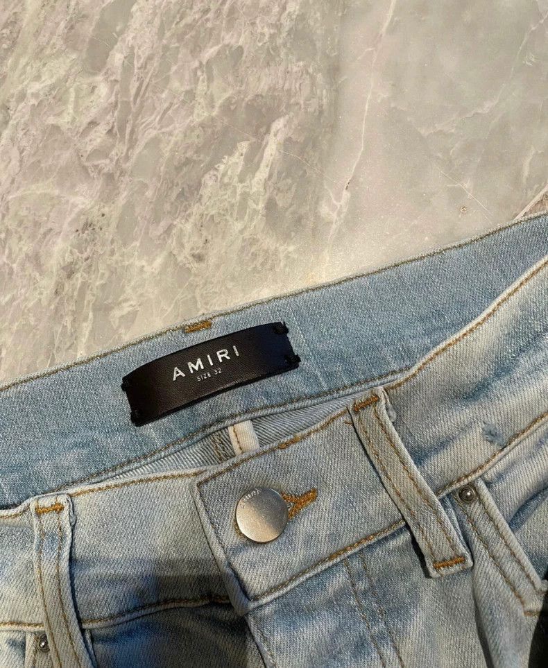 Amiri Amiri Fresh embroidered double-distressed blue jeans Size US 32 / EU 48 - 2 Thumbnail