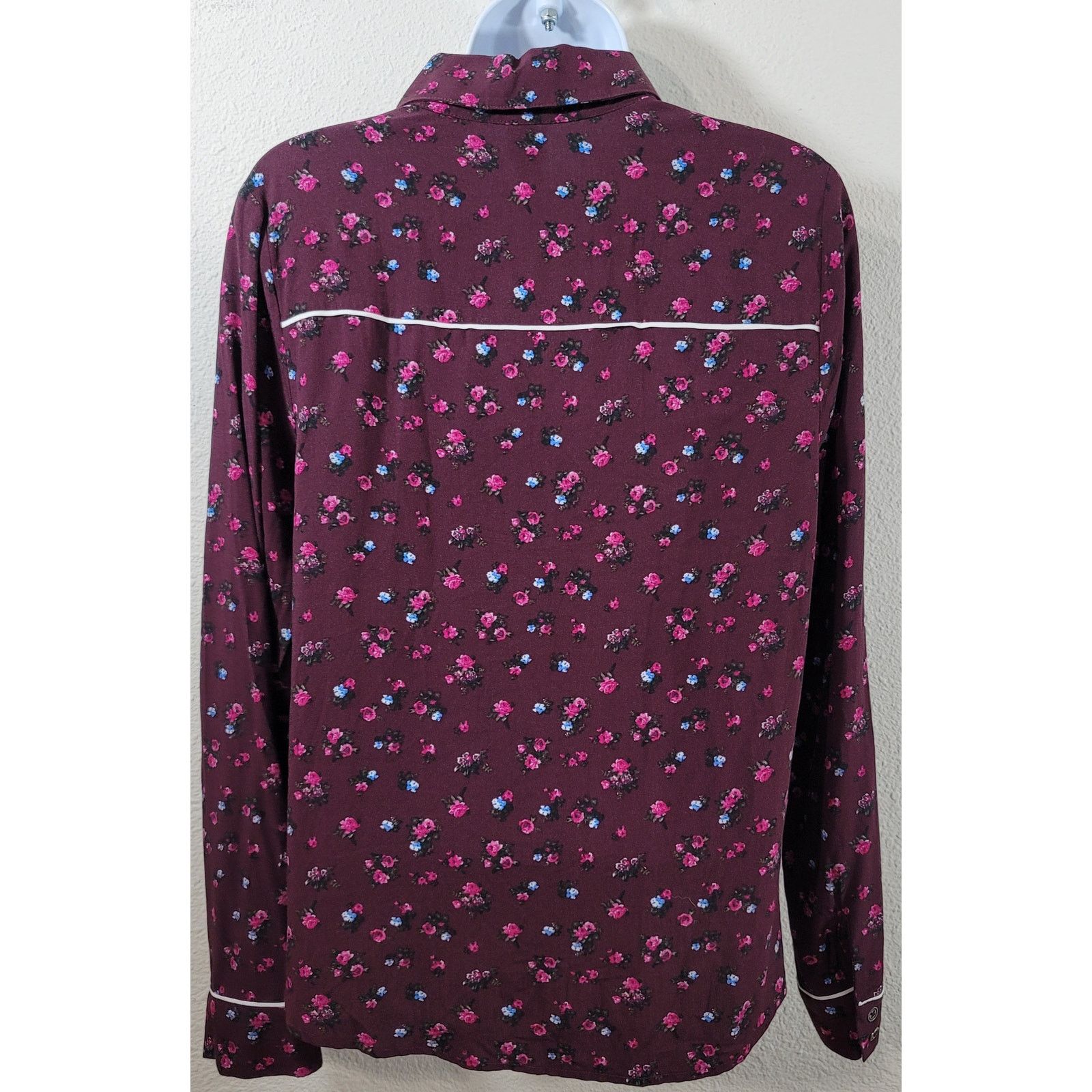 Other Wild Fable Burgundy Floral Print Button Up Top Medium Size M / US 6-8 / IT 42-44 - 2 Thumbnail