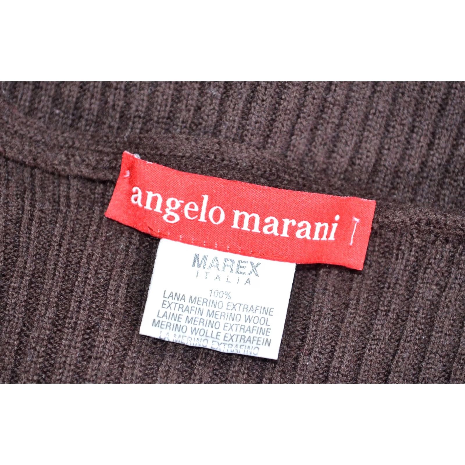 Vintage Angelo Marani Jumper Womens Brown Merino Wool Knit V-Neck Size S Pullover Designer Casual/Party/Cocktail Knitwear Size S / US 4 / IT 40 - 5 Thumbnail