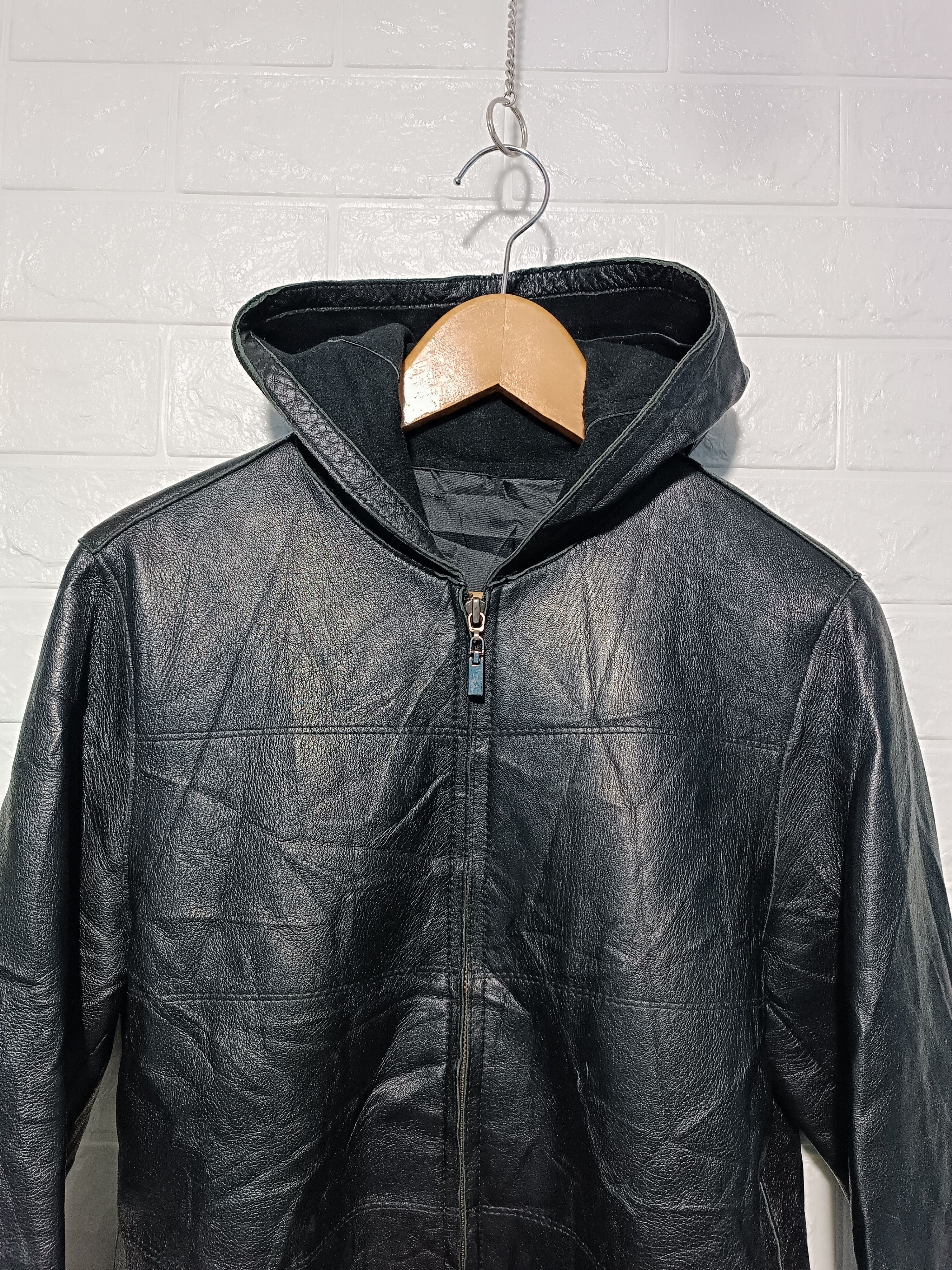 Japanese Brand Vintage Sheepskin Leather Jacket Black Hoodie Size US M / EU 48-50 / 2 - 3 Thumbnail
