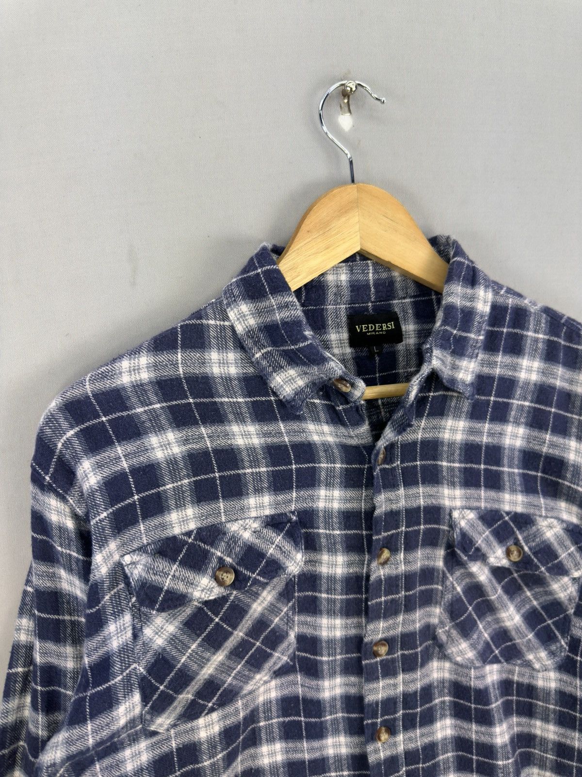 Flannel Vedersi Mirano Plaid Check Flannel Shirt Button Up Size US M / EU 48-50 / 2 - 2 Thumbnail