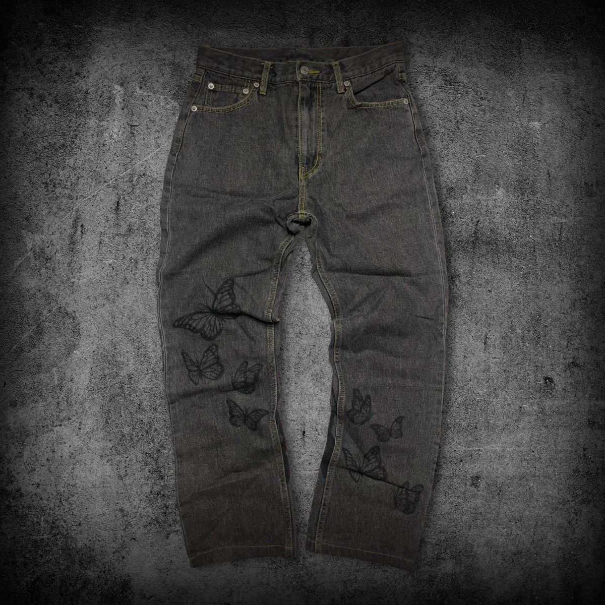 X-Girl X-Girl Butterfly Print Jeans Grey Y2K Low Rise Denim Size 28" / US 6 / IT 42 - 1 Thumbnail