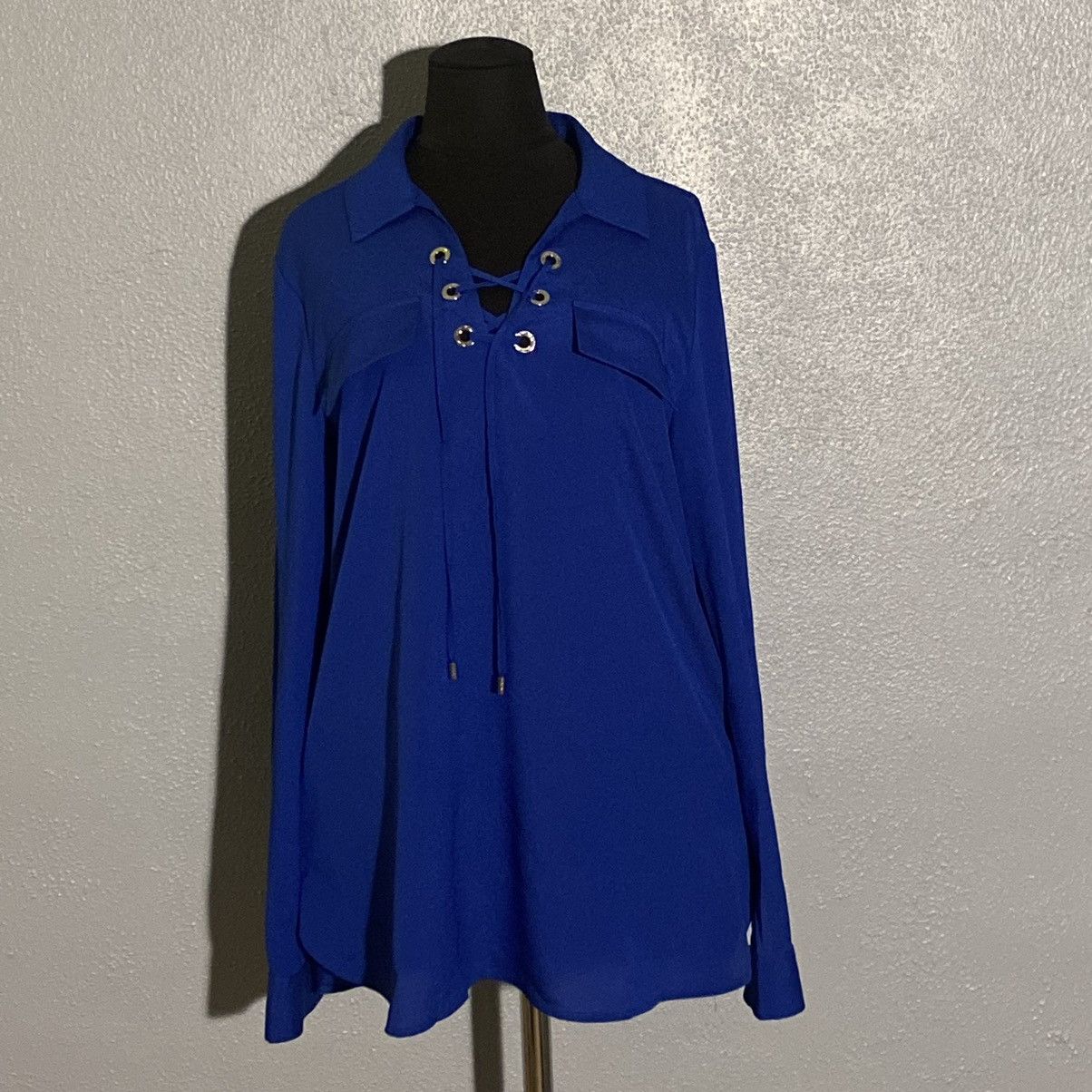 Calvin Klein Calvin Klein Royal Blue Long Sleeve Top Women’s Size M Size M / US 6-8 / IT 42-44 - 1 Thumbnail