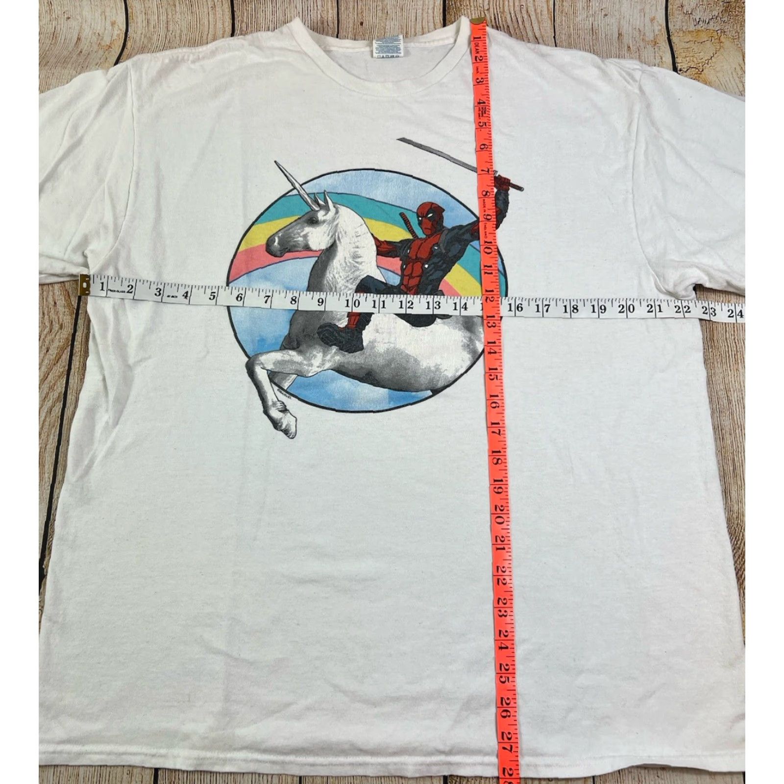 Vintage Marvel Deadpool Movie Rainbow White T Shirt XL Men Size US XL / EU 56 / 4 - 3 Thumbnail